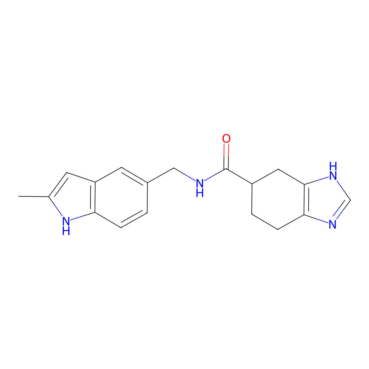 N-((2-methyl-1H-indol-5-yl)methyl)-4,5,6,7-tetrahydro-1H-benzo[d]imidazole-5-carboxamide molecular structure, CAS 2034484-90-5