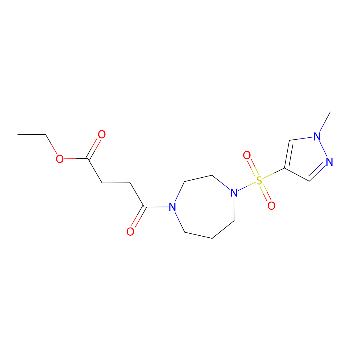 ethyl 4-(4-((1-methyl-1H-pyrazol-4-yl)sulfonyl)-1,4-diazepan-1-yl)-4-oxobutanoate molecular structure, CAS 2034484-91-6