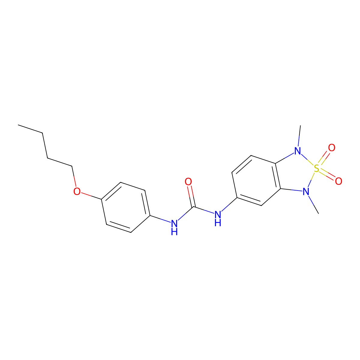 1-(4-Butoxyphenyl)-3-(1,3-dimethyl-2,2-dioxido-1,3-dihydrobenzo[c][1,2,5]thiadiazol-5-yl)urea molecular structure, CAS 2034484-94-9