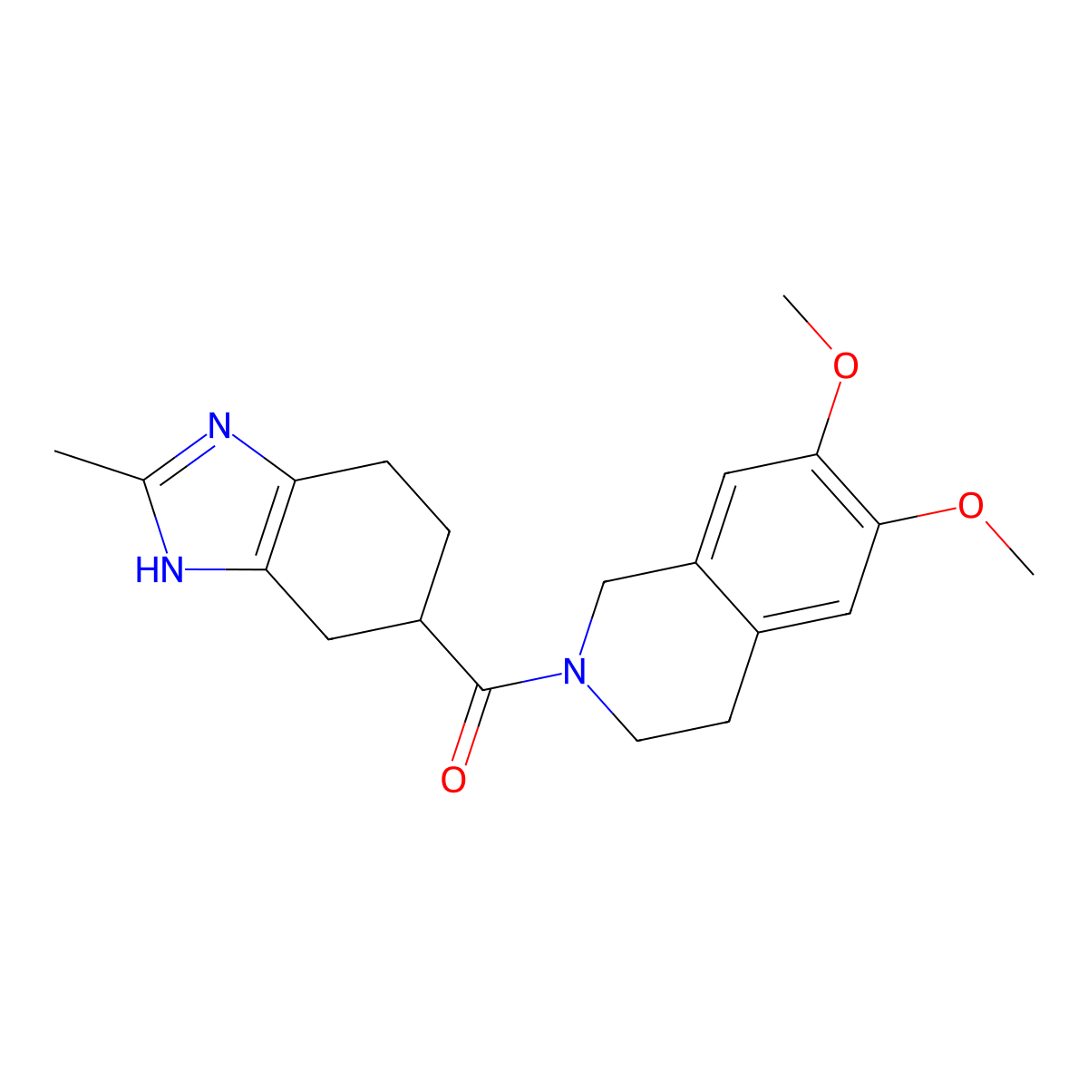(6,7-dimethoxy-3,4-dihydroisoquinolin-2(1H)-yl)(2-methyl-4,5,6,7-tetrahydro-1H-benzo[d]imidazol-5-yl)methanone molecular structure, CAS 2034485-08-8