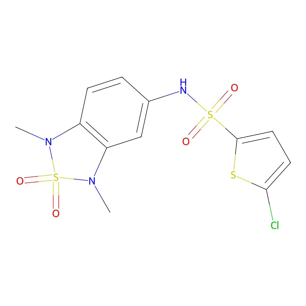 5-chloro-N-(1,3-dimethyl-2,2-dioxido-1,3-dihydrobenzo[c][1,2,5]thiadiazol-5-yl)thiophene-2-sulfonamide molecular structure, CAS 2034485-11-3