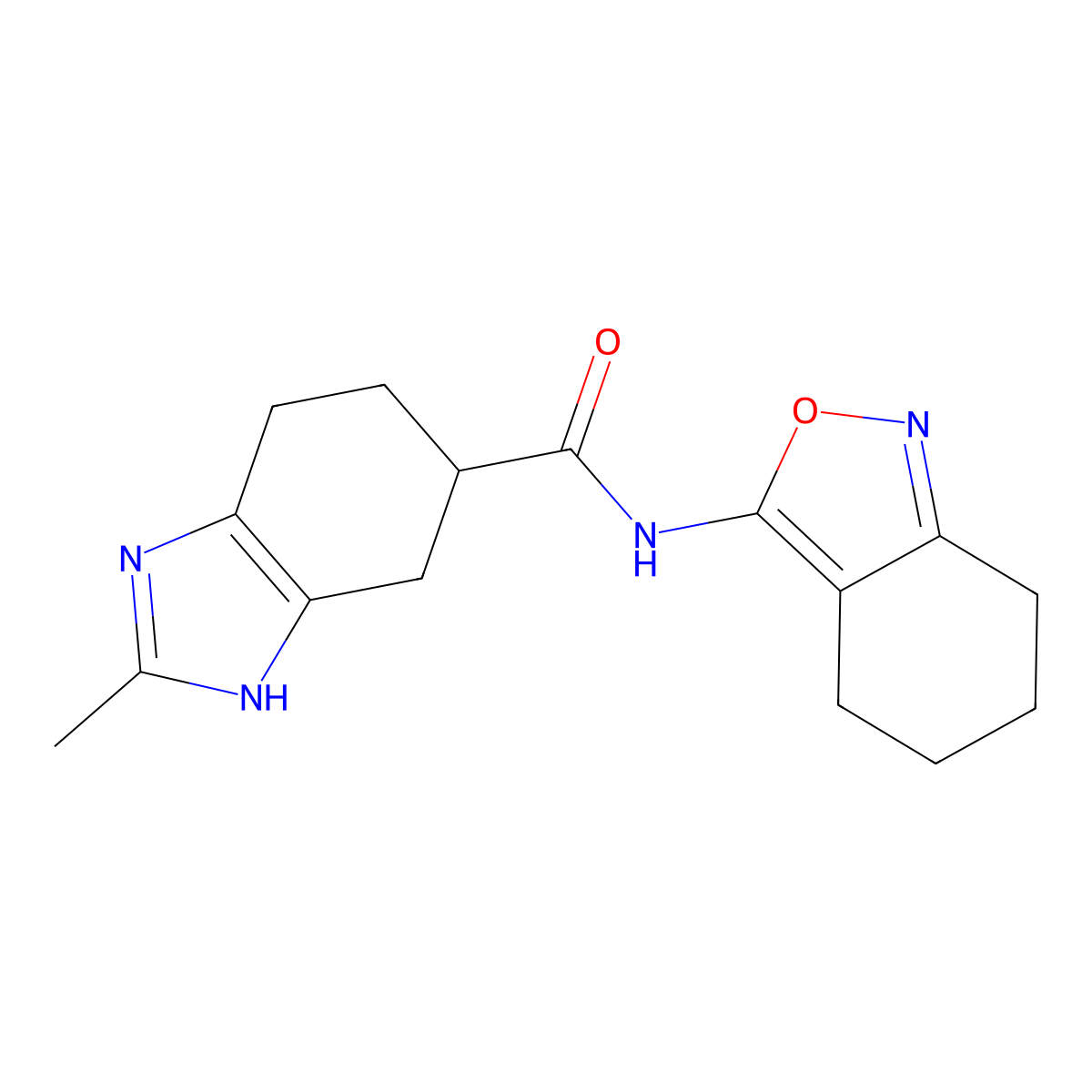 2-methyl-N-(4,5,6,7-tetrahydrobenzo[c]isoxazol-3-yl)-4,5,6,7-tetrahydro-1H-benzo[d]imidazole-5-carboxamide molecular structure, CAS 2034485-18-0