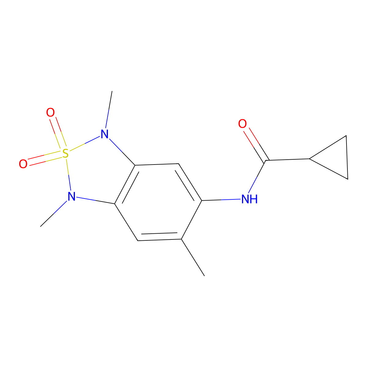 N-(1,3,6-trimethyl-2,2-dioxido-1,3-dihydrobenzo[c][1,2,5]thiadiazol-5-yl)cyclopropanecarboxamide molecular structure, CAS 2034485-22-6
