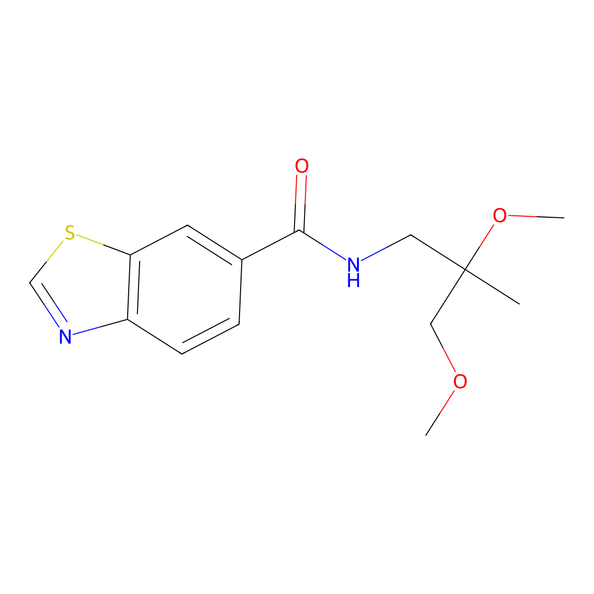 N-(2,3-dimethoxy-2-methylpropyl)benzo[d]thiazole-6-carboxamide molecular structure, CAS 2034485-26-0