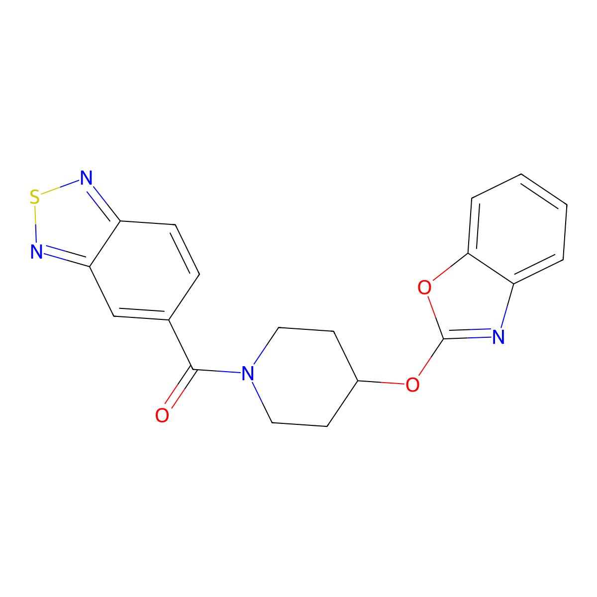 Benzo[c][1,2,5]thiadiazol-5-yl(4-(benzo[d]oxazol-2-yloxy)piperidin-1-yl)methanone molecular structure, CAS 2034485-27-1