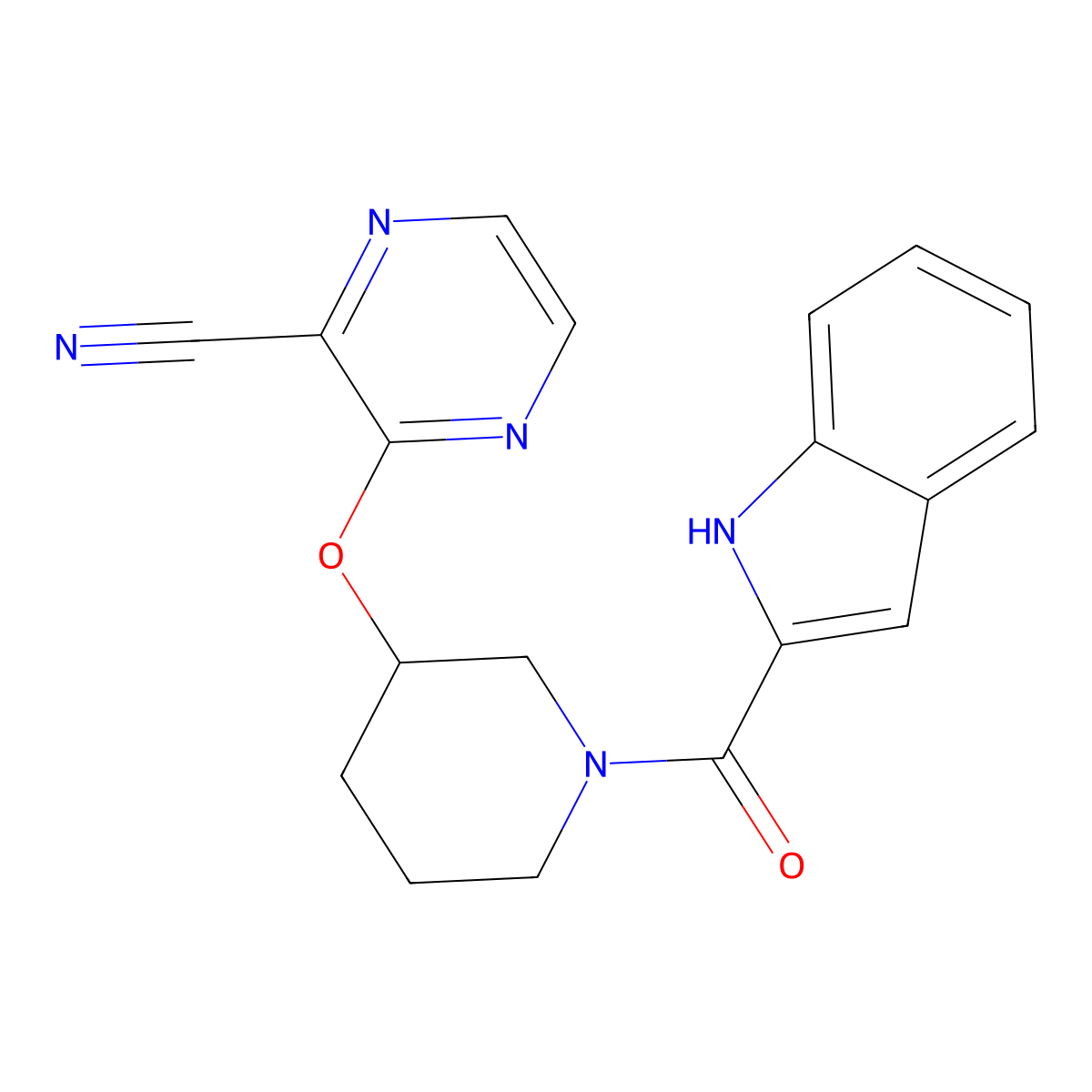 3-{[1-(1H-indole-2-carbonyl)piperidin-3-yl]oxy}pyrazine-2-carbonitrile molecular structure, CAS 2034485-28-2
