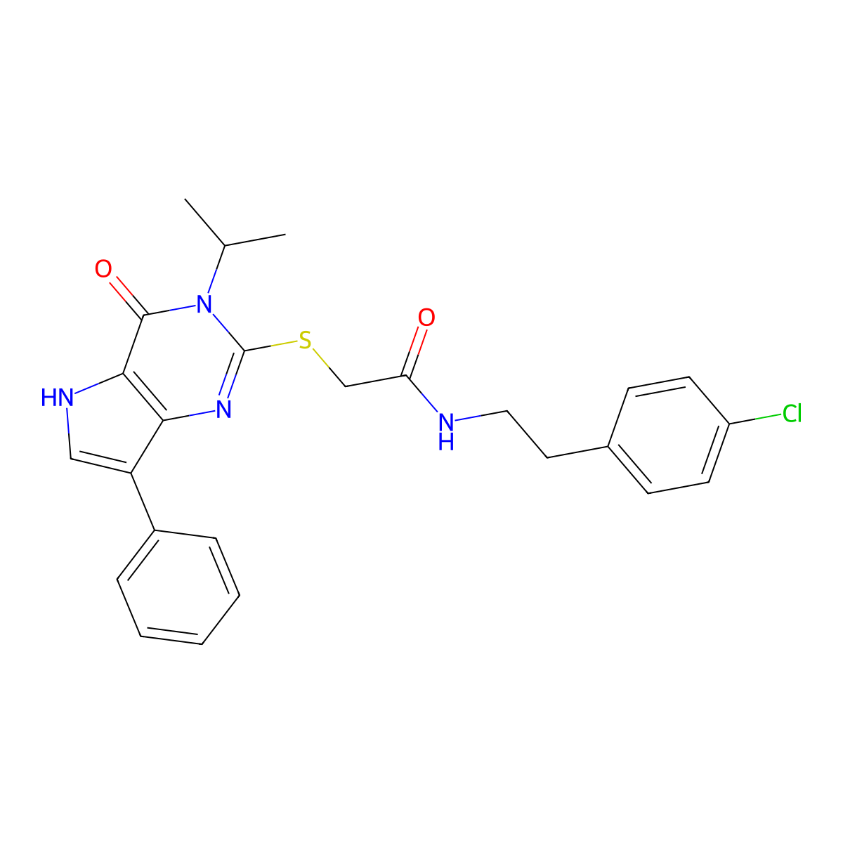 N-(4-chlorophenethyl)-2-((3-isopropyl-4-oxo-7-phenyl-4,5-dihydro-3H-pyrrolo[3,2-d]pyrimidin-2-yl)thio)acetamide molecular structure, CAS 2034485-30-6