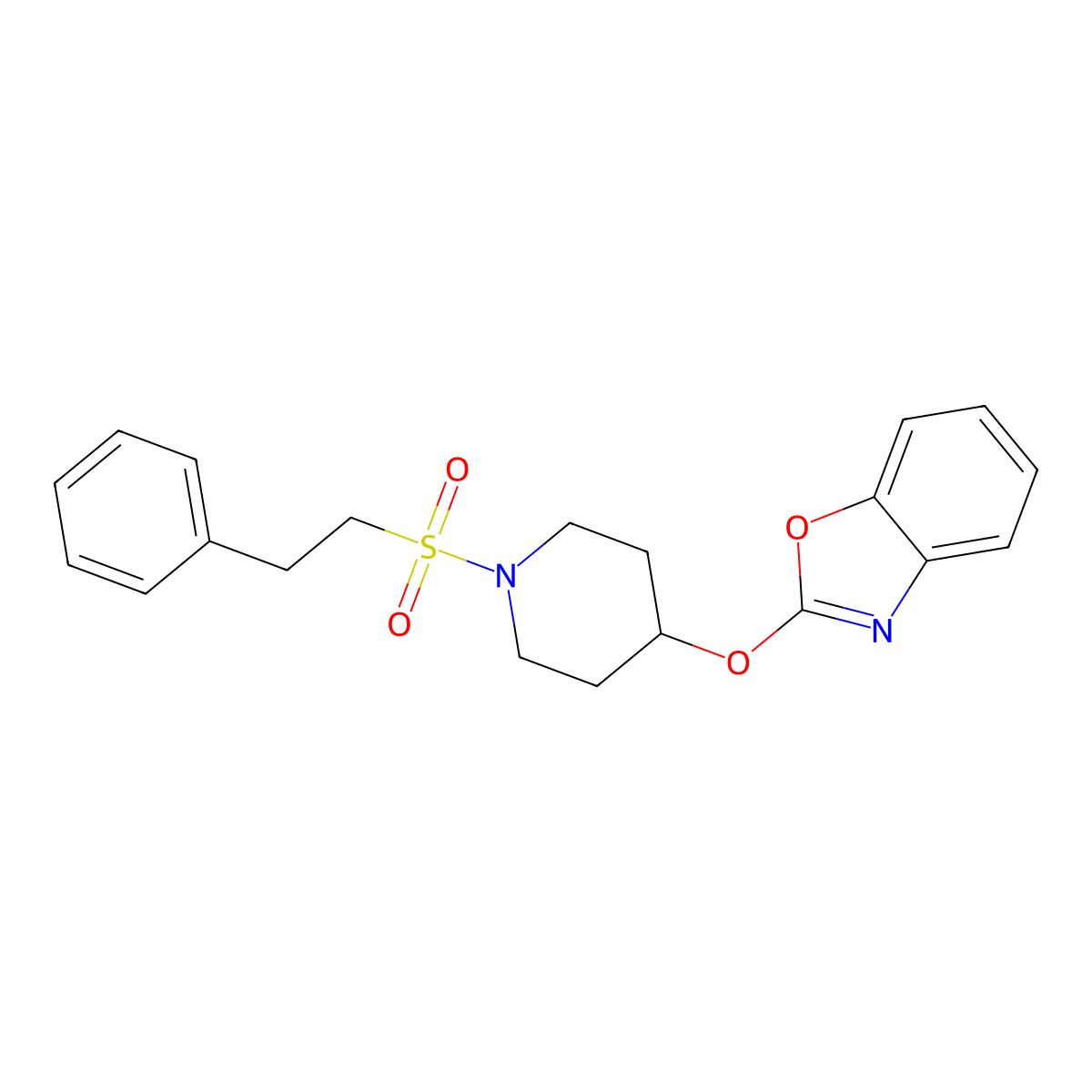 2-((1-(Phenethylsulfonyl)piperidin-4-yl)oxy)benzo[d]oxazole molecular structure, CAS 2034485-32-8