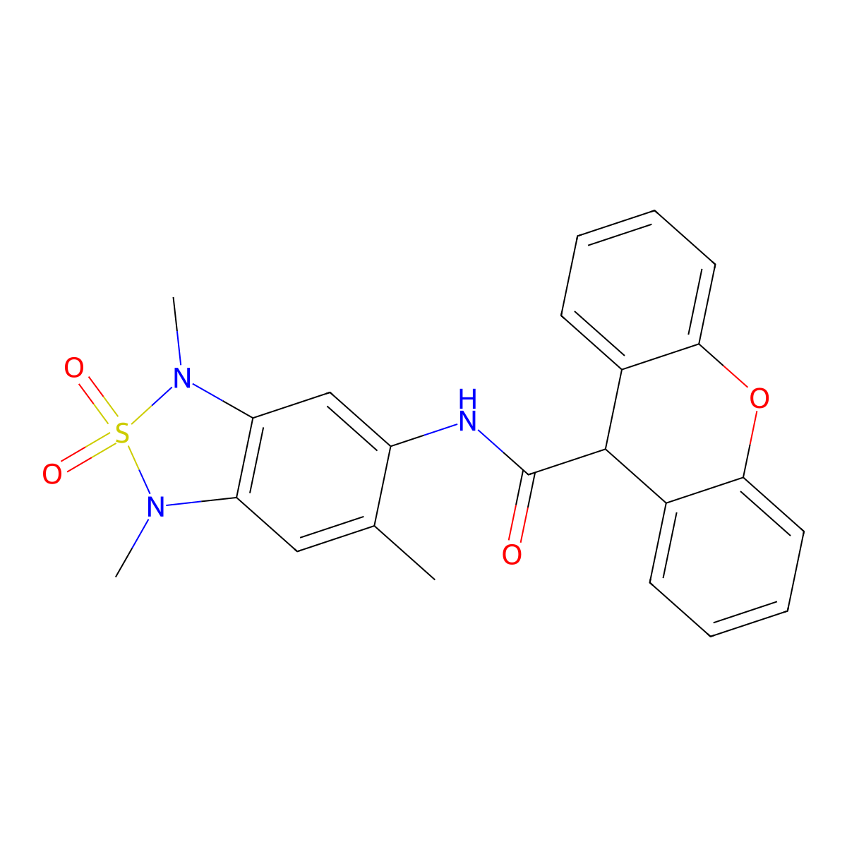 N-(1,3,6-trimethyl-2,2-dioxido-1,3-dihydrobenzo[c][1,2,5]thiadiazol-5-yl)-9H-xanthene-9-carboxamide molecular structure, CAS 2034485-38-4