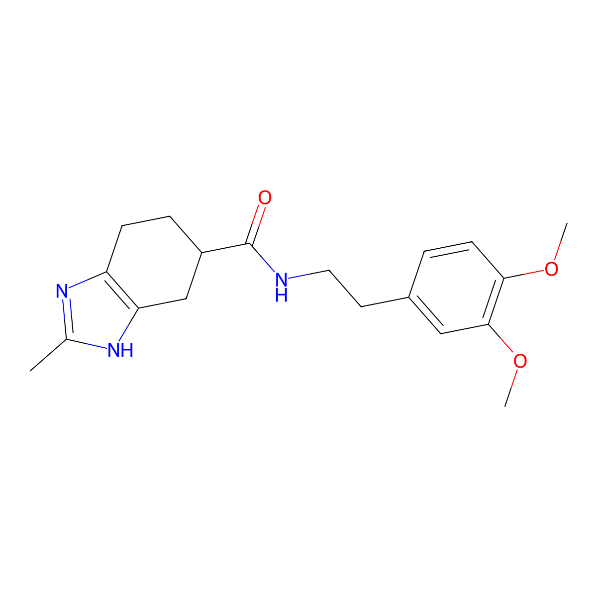 N-(3,4-dimethoxyphenethyl)-2-methyl-4,5,6,7-tetrahydro-1H-benzo[d]imidazole-5-carboxamide molecular structure, CAS 2034485-44-2