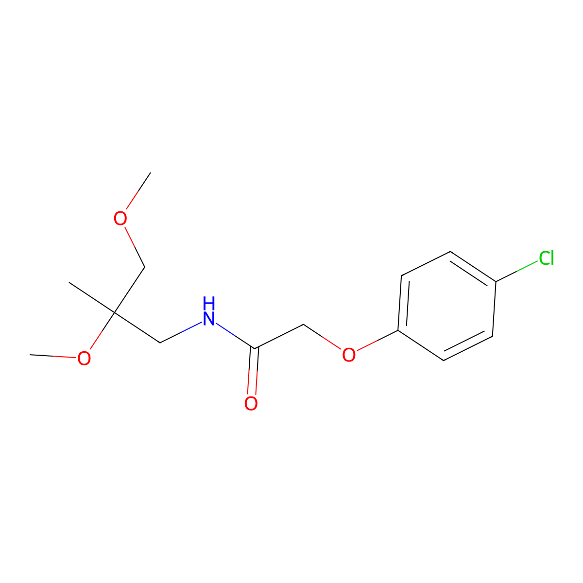 2-(4-chlorophenoxy)-N-(2,3-dimethoxy-2-methylpropyl)acetamide molecular structure, CAS 2034485-51-1