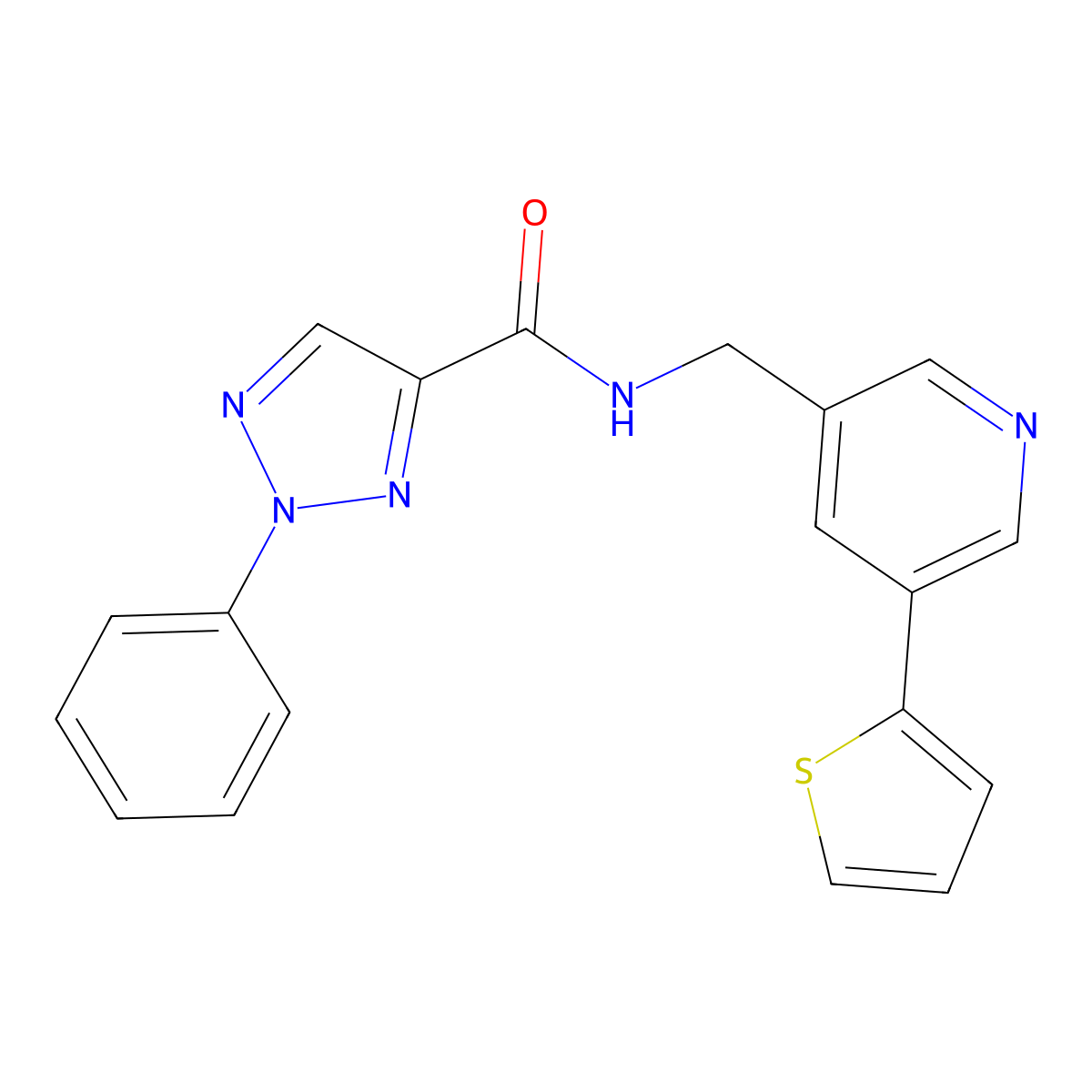 2-phenyl-N-((5-(thiophen-2-yl)pyridin-3-yl)methyl)-2H-1,2,3-triazole-4-carboxamide molecular structure, CAS 2034485-56-6