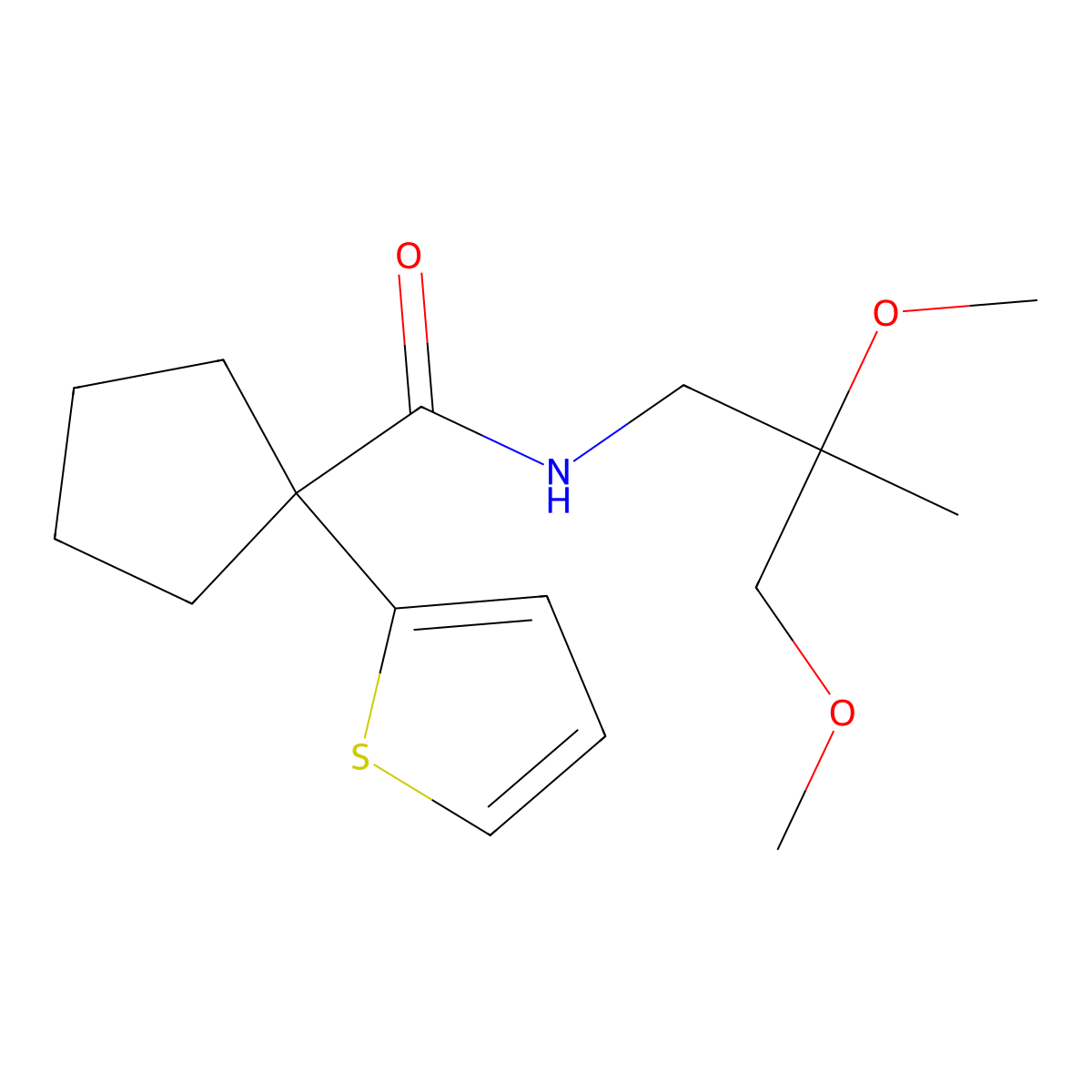 N-(2,3-dimethoxy-2-methylpropyl)-1-(thiophen-2-yl)cyclopentanecarboxamide molecular structure, CAS 2034485-60-2