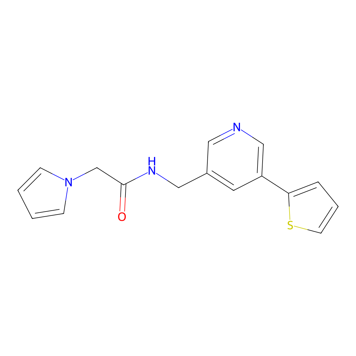 2-(1H-pyrrol-1-yl)-N-((5-(thiophen-2-yl)pyridin-3-yl)methyl)acetamide molecular structure, CAS 2034485-63-5