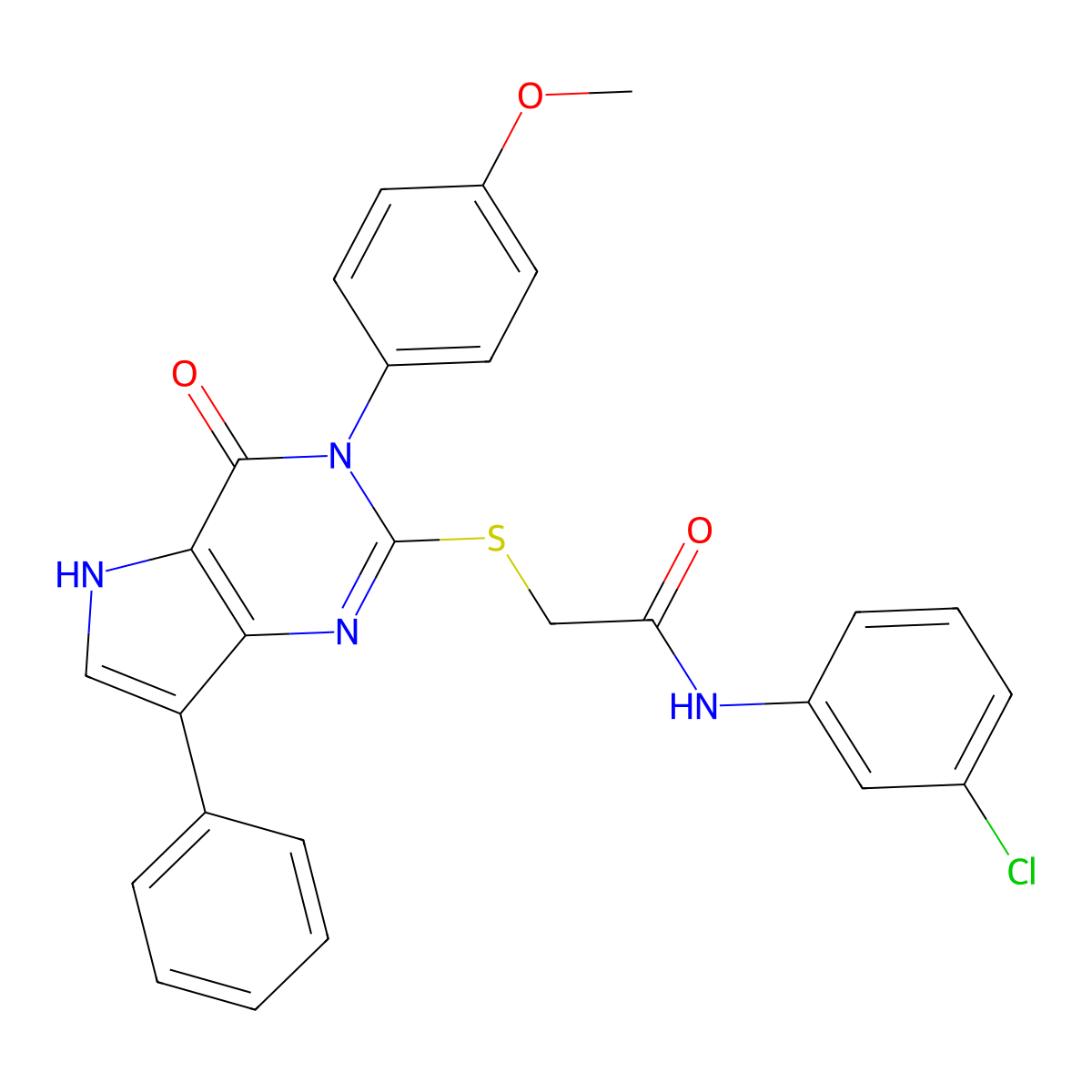 N-(3-chlorophenyl)-2-{[3-(4-methoxyphenyl)-4-oxo-7-phenyl-3H,4H,5H-pyrrolo[3,2-d]pyrimidin-2-yl]sulfanyl}acetamide molecular structure, CAS 2034485-66-8