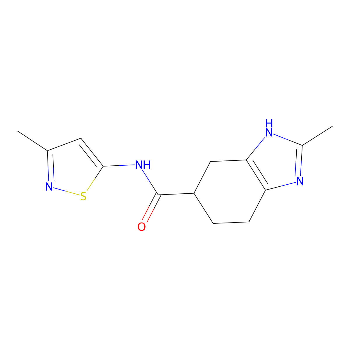 2-methyl-N-(3-methylisothiazol-5-yl)-4,5,6,7-tetrahydro-1H-benzo[d]imidazole-5-carboxamide molecular structure, CAS 2034485-68-0