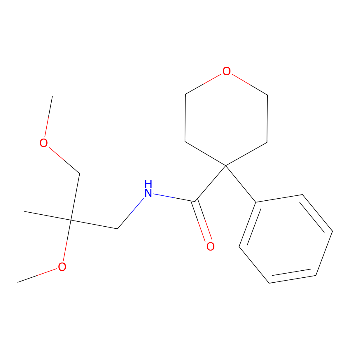 N-(2,3-dimethoxy-2-methylpropyl)-4-phenyltetrahydro-2H-pyran-4-carboxamide molecular structure, CAS 2034485-70-4
