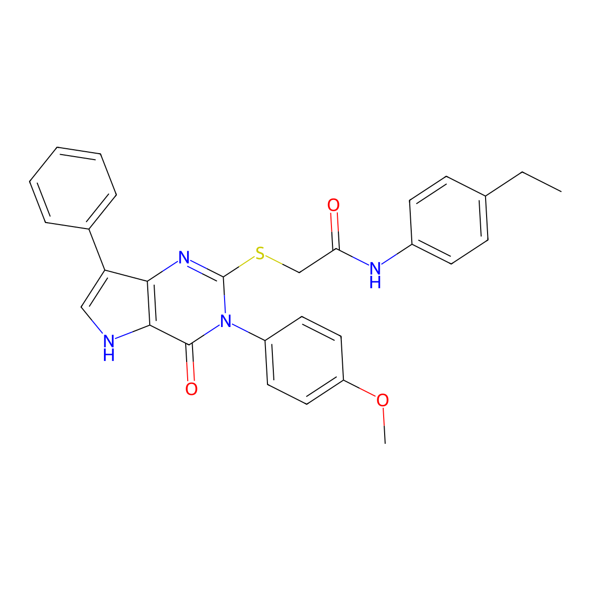 N-(4-ethylphenyl)-2-((3-(4-methoxyphenyl)-4-oxo-7-phenyl-4,5-dihydro-3H-pyrrolo[3,2-d]pyrimidin-2-yl)thio)acetamide molecular structure, CAS 2034485-74-8