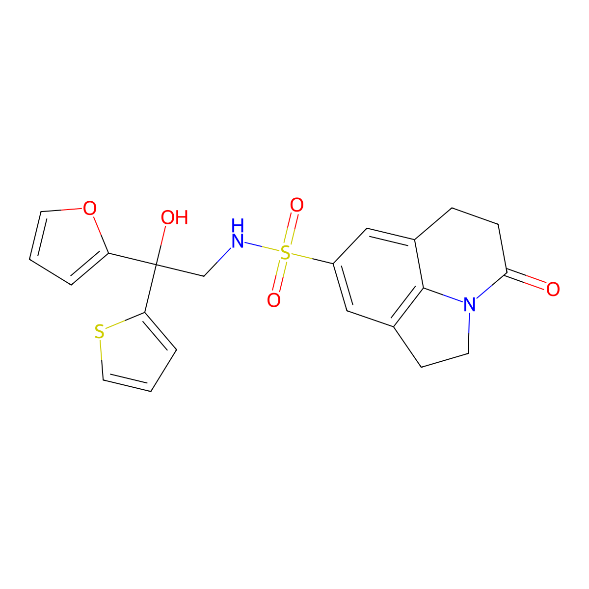 N-(2-(furan-2-yl)-2-hydroxy-2-(thiophen-2-yl)ethyl)-4-oxo-2,4,5,6-tetrahydro-1H-pyrrolo[3,2,1-ij]quinoline-8-sulfonamide molecular structure, CAS 2034485-80-6