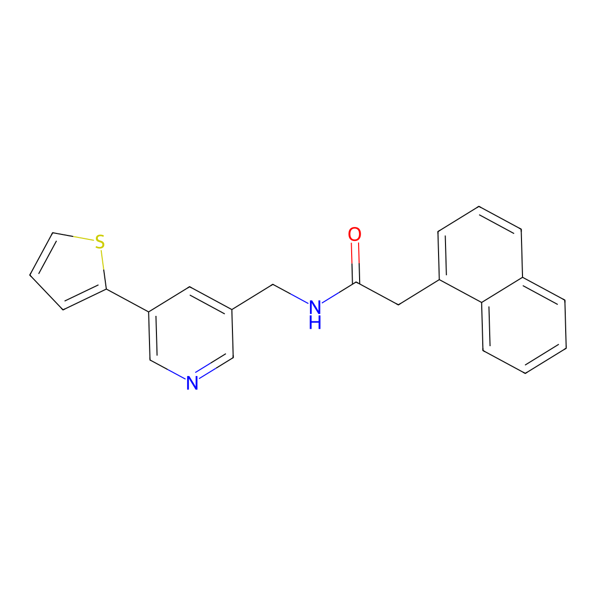 2-(naphthalen-1-yl)-N-((5-(thiophen-2-yl)pyridin-3-yl)methyl)acetamide molecular structure, CAS 2034485-86-2