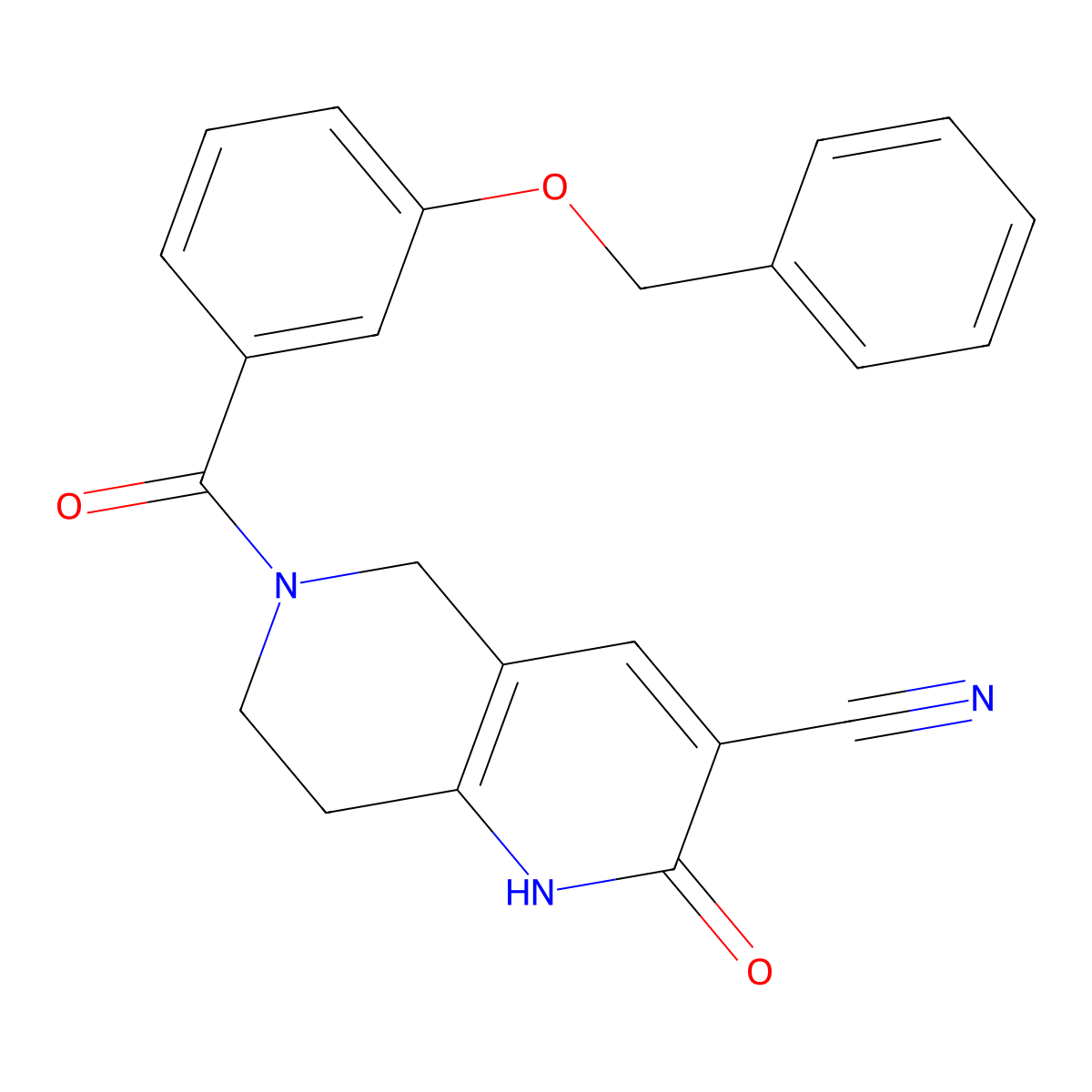6-(3-(Benzyloxy)benzoyl)-2-oxo-1,2,5,6,7,8-hexahydro-1,6-naphthyridine-3-carbonitrile molecular structure, CAS 2034485-88-4