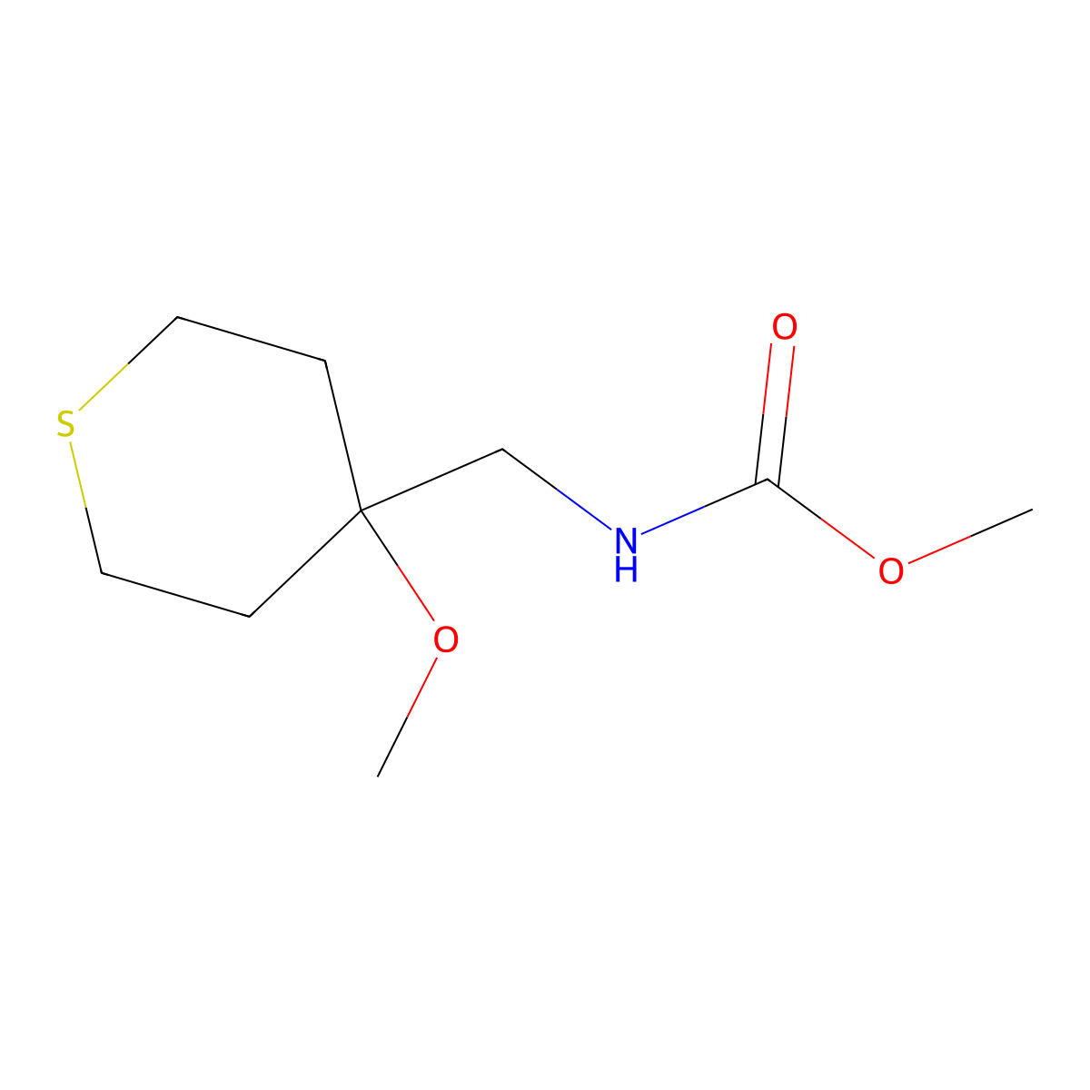 methyl ((4-methoxytetrahydro-2H-thiopyran-4-yl)methyl)carbamate molecular structure, CAS 2034485-91-9