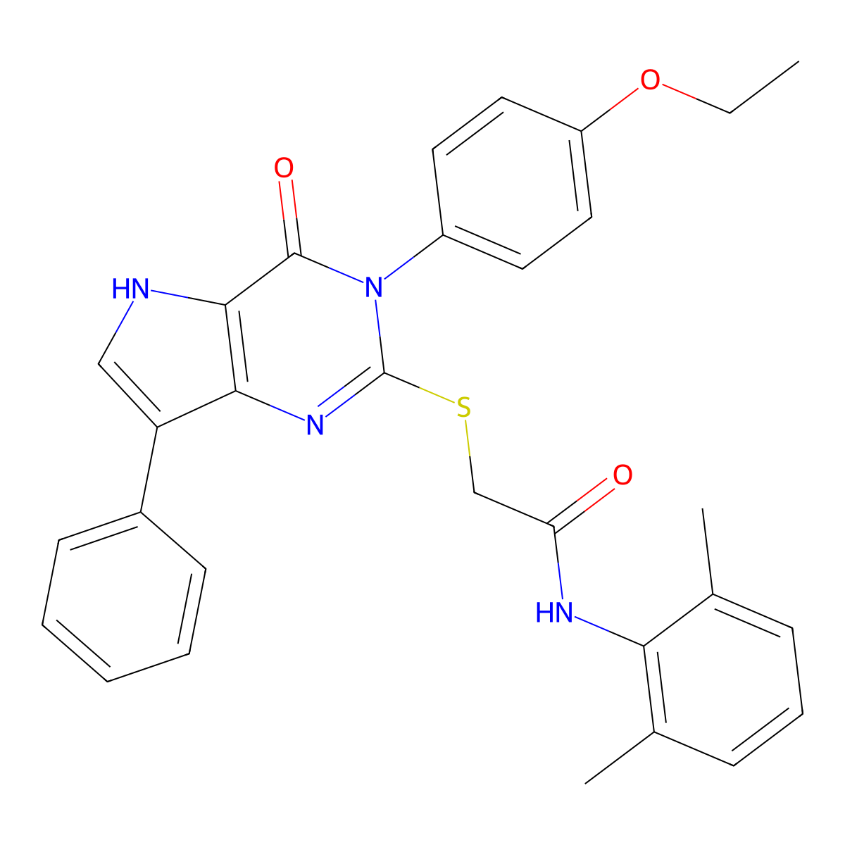 N-(2,6-dimethylphenyl)-2-((3-(4-ethoxyphenyl)-4-oxo-7-phenyl-4,5-dihydro-3H-pyrrolo[3,2-d]pyrimidin-2-yl)thio)acetamide molecular structure, CAS 2034485-94-2