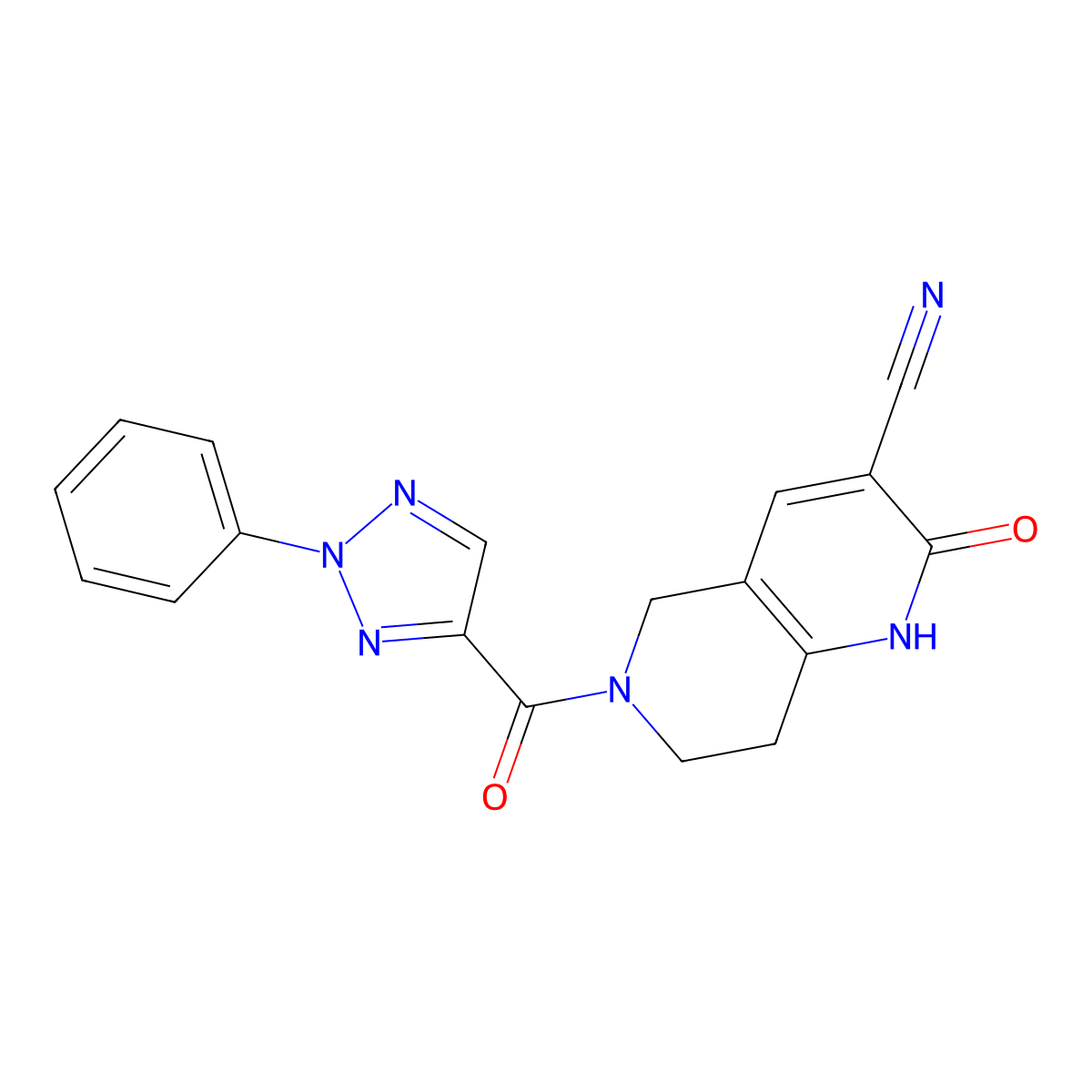 2-oxo-6-(2-phenyl-2H-1,2,3-triazole-4-carbonyl)-1,2,5,6,7,8-hexahydro-1,6-naphthyridine-3-carbonitrile molecular structure, CAS 2034485-96-4