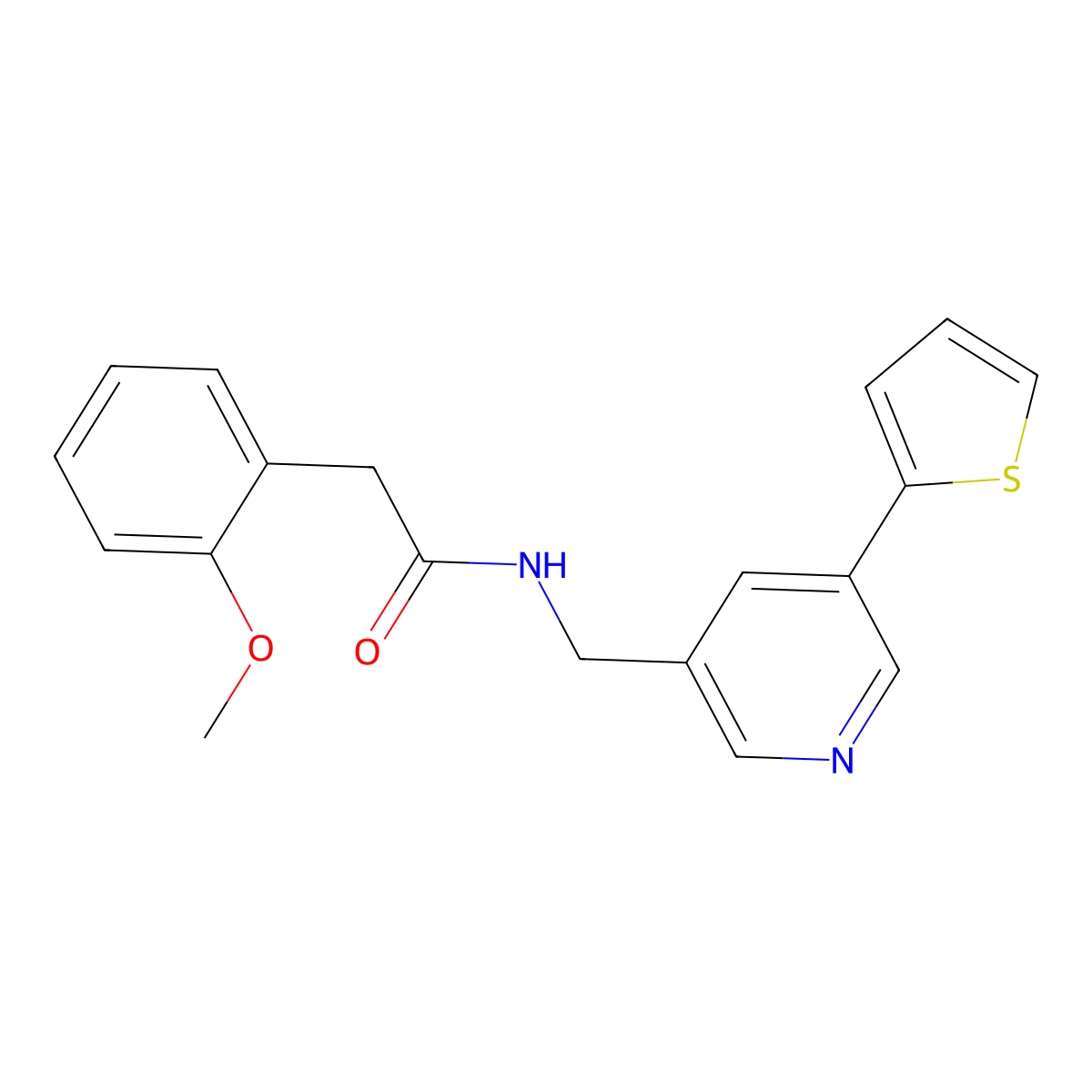 2-(2-methoxyphenyl)-N-((5-(thiophen-2-yl)pyridin-3-yl)methyl)acetamide molecular structure, CAS 2034485-98-6