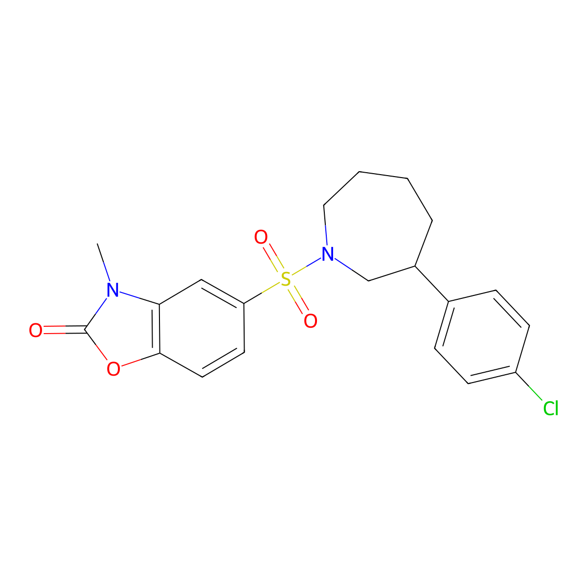 5-((3-(4-chlorophenyl)azepan-1-yl)sulfonyl)-3-methylbenzo[d]oxazol-2(3H)-one molecular structure, CAS 2034486-05-8
