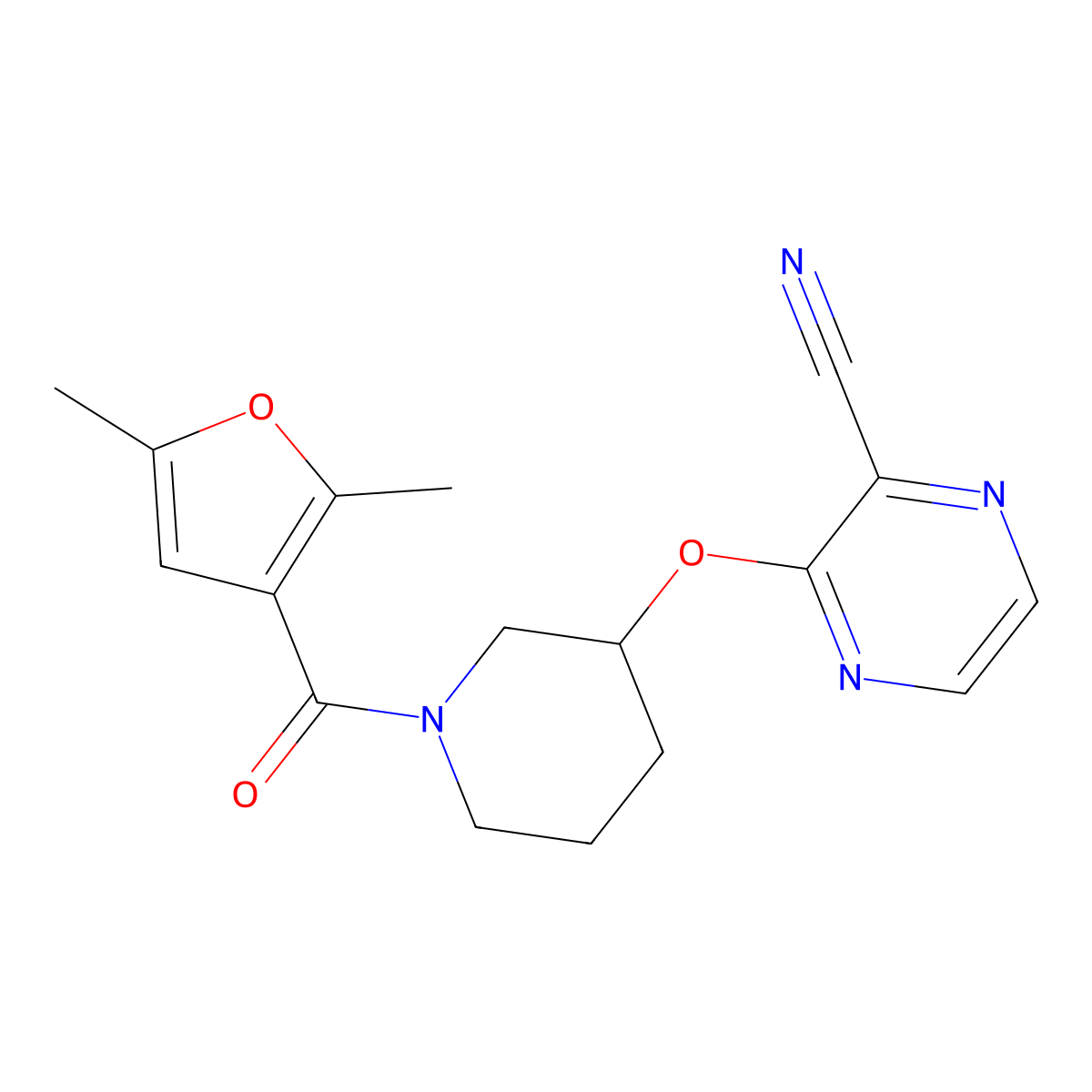 3-{[1-(2,5-Dimethylfuran-3-carbonyl)piperidin-3-yl]oxy}pyrazine-2-carbonitrile molecular structure, CAS 2034486-10-5