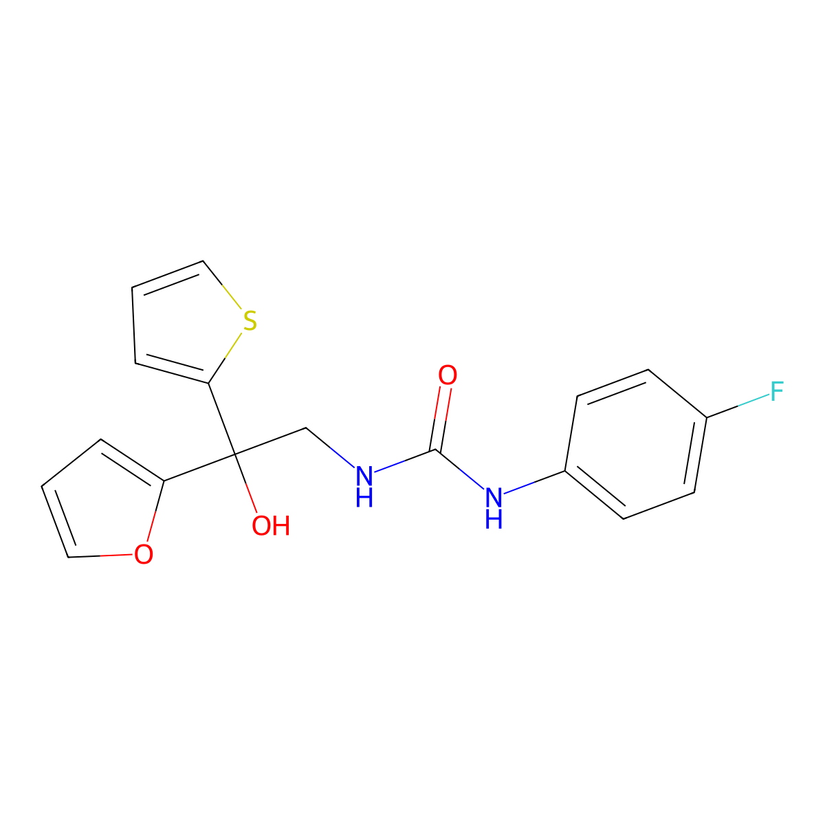 1-(4-Fluorophenyl)-3-(2-(furan-2-yl)-2-hydroxy-2-(thiophen-2-yl)ethyl)urea molecular structure, CAS 2034486-20-7