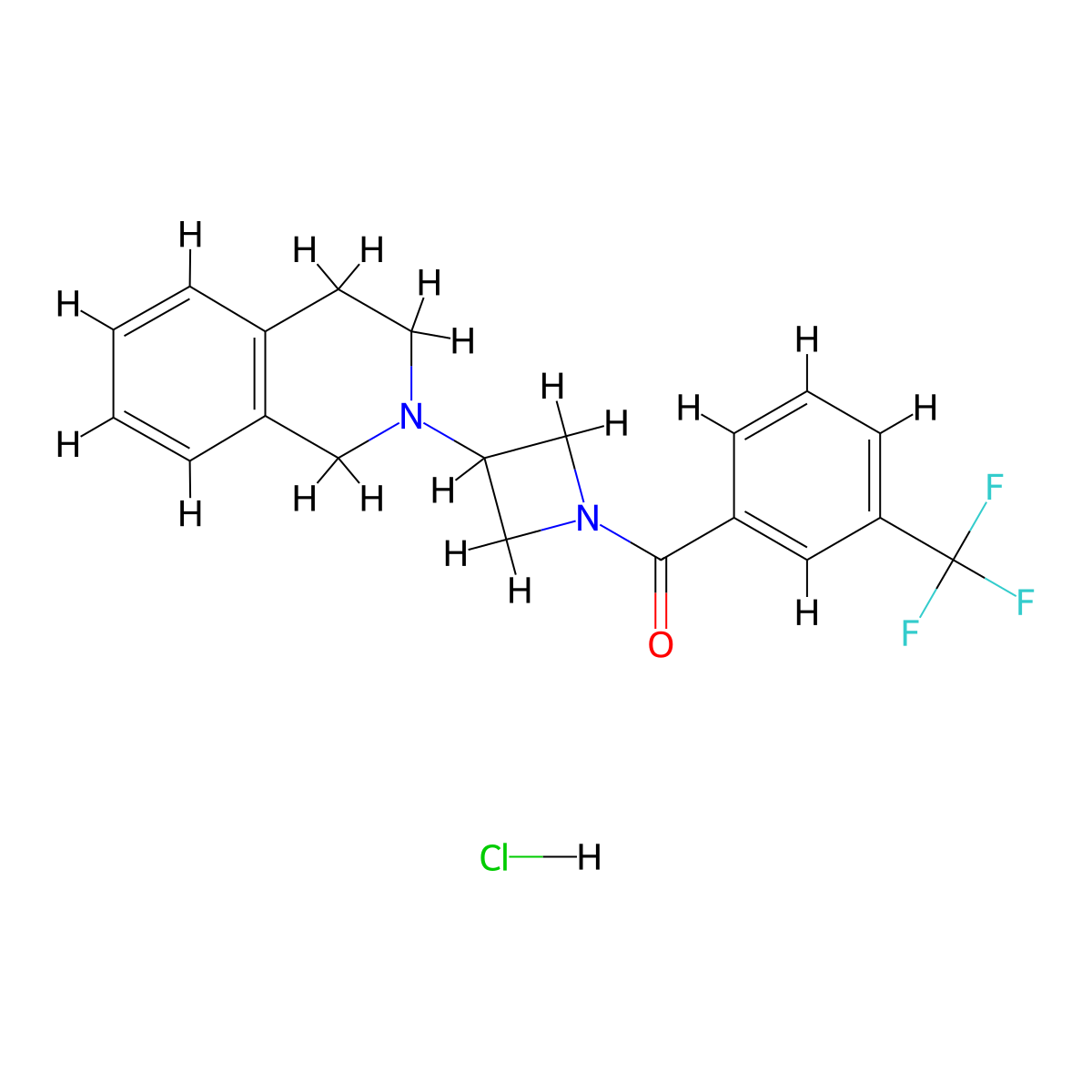 (3-(3,4-dihydroisoquinolin-2(1H)-yl)azetidin-1-yl)(3-(trifluoromethyl)phenyl)methanone hydrochloride molecular structure, CAS 2034486-37-6