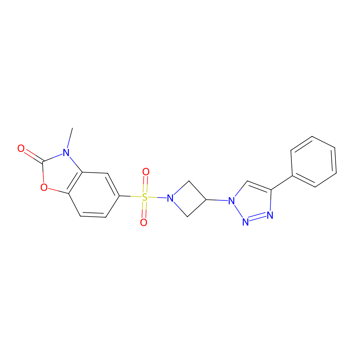 3-methyl-5-((3-(4-phenyl-1H-1,2,3-triazol-1-yl)azetidin-1-yl)sulfonyl)benzo[d]oxazol-2(3H)-one molecular structure, CAS 2034486-40-1