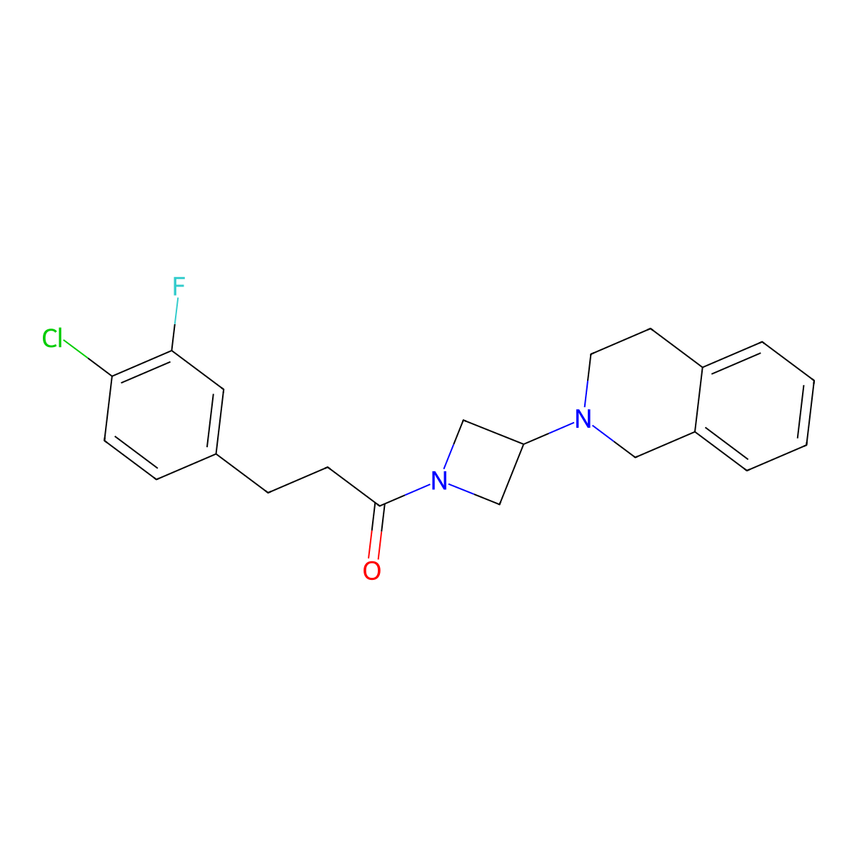 3-(4-chloro-3-fluorophenyl)-1-(3-(3,4-dihydroisoquinolin-2(1H)-yl)azetidin-1-yl)propan-1-one molecular structure, CAS 2034486-45-6