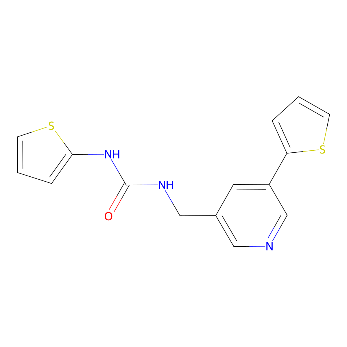 1-(Thiophen-2-yl)-3-((5-(thiophen-2-yl)pyridin-3-yl)methyl)urea molecular structure, CAS 2034486-48-9