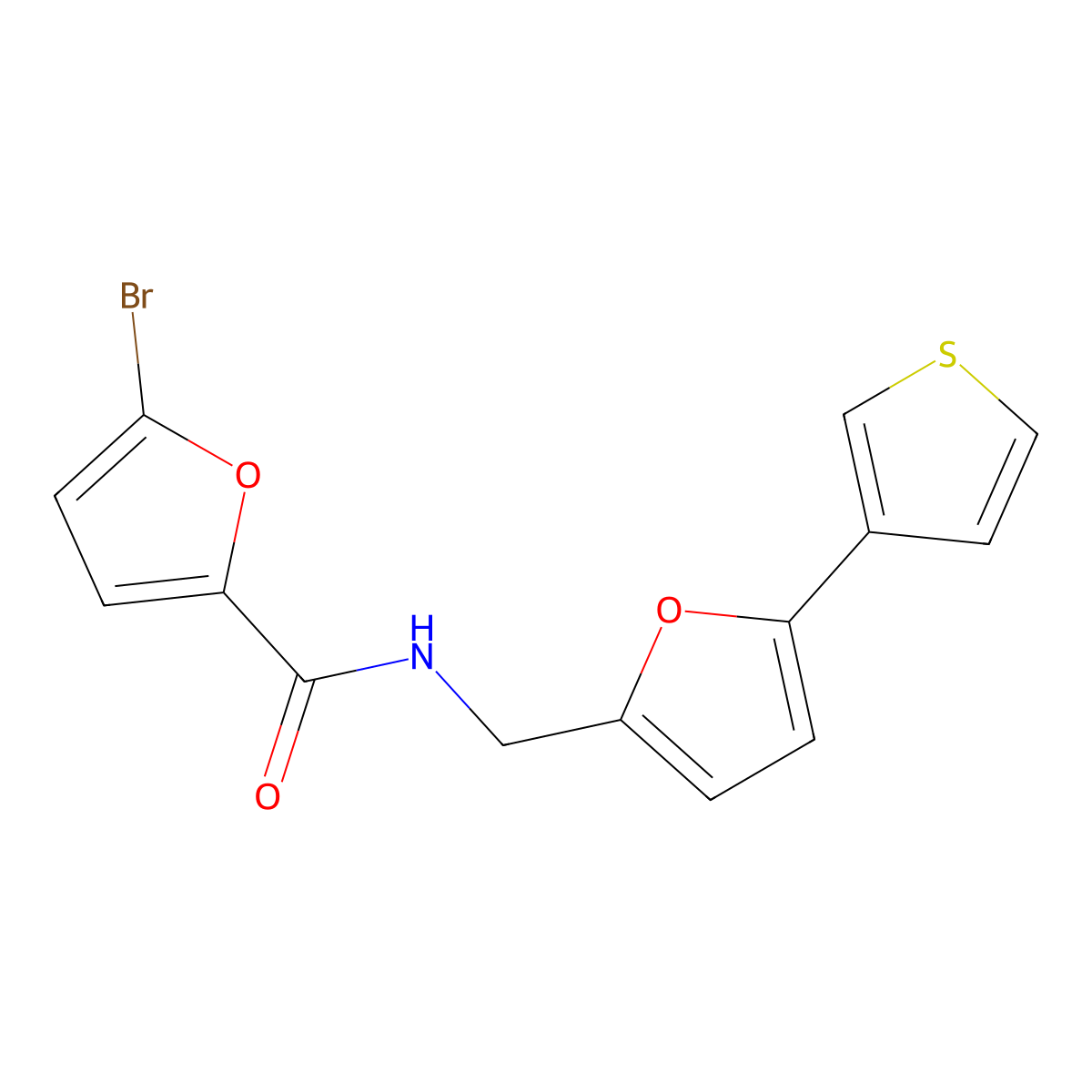 5-bromo-N-((5-(thiophen-3-yl)furan-2-yl)methyl)furan-2-carboxamide molecular structure, CAS 2034486-49-0