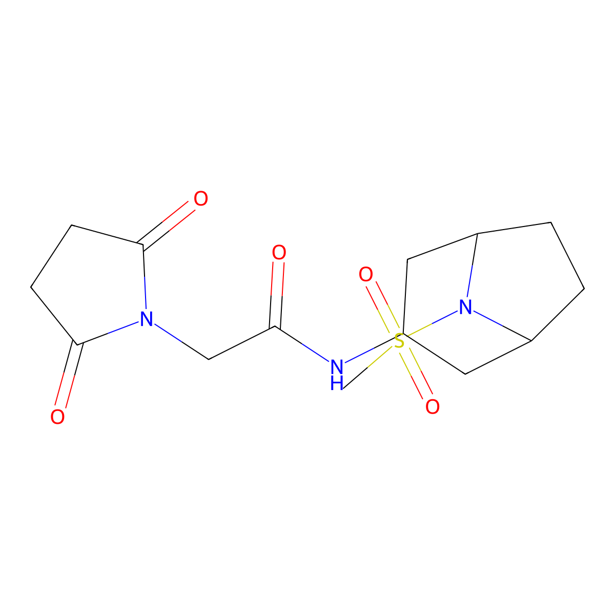 2-(2,5-dioxopyrrolidin-1-yl)-N-(8-(methylsulfonyl)-8-azabicyclo[3.2.1]octan-3-yl)acetamide molecular structure, CAS 2034486-50-3