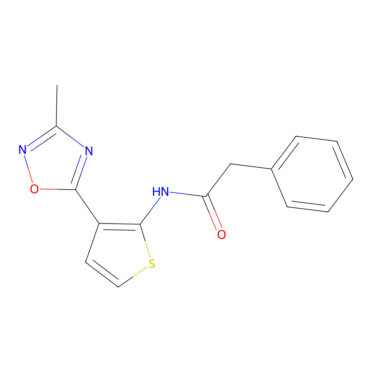 N-[3-(3-methyl-1,2,4-oxadiazol-5-yl)thiophen-2-yl]-2-phenylacetamide molecular structure, CAS 2034486-51-4