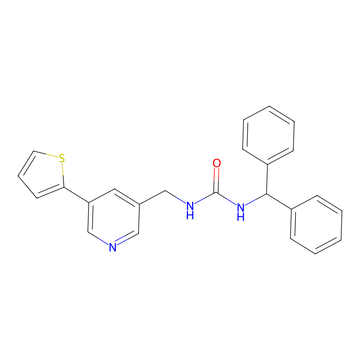 1-Benzhydryl-3-((5-(thiophen-2-yl)pyridin-3-yl)methyl)urea molecular structure, CAS 2034486-53-6