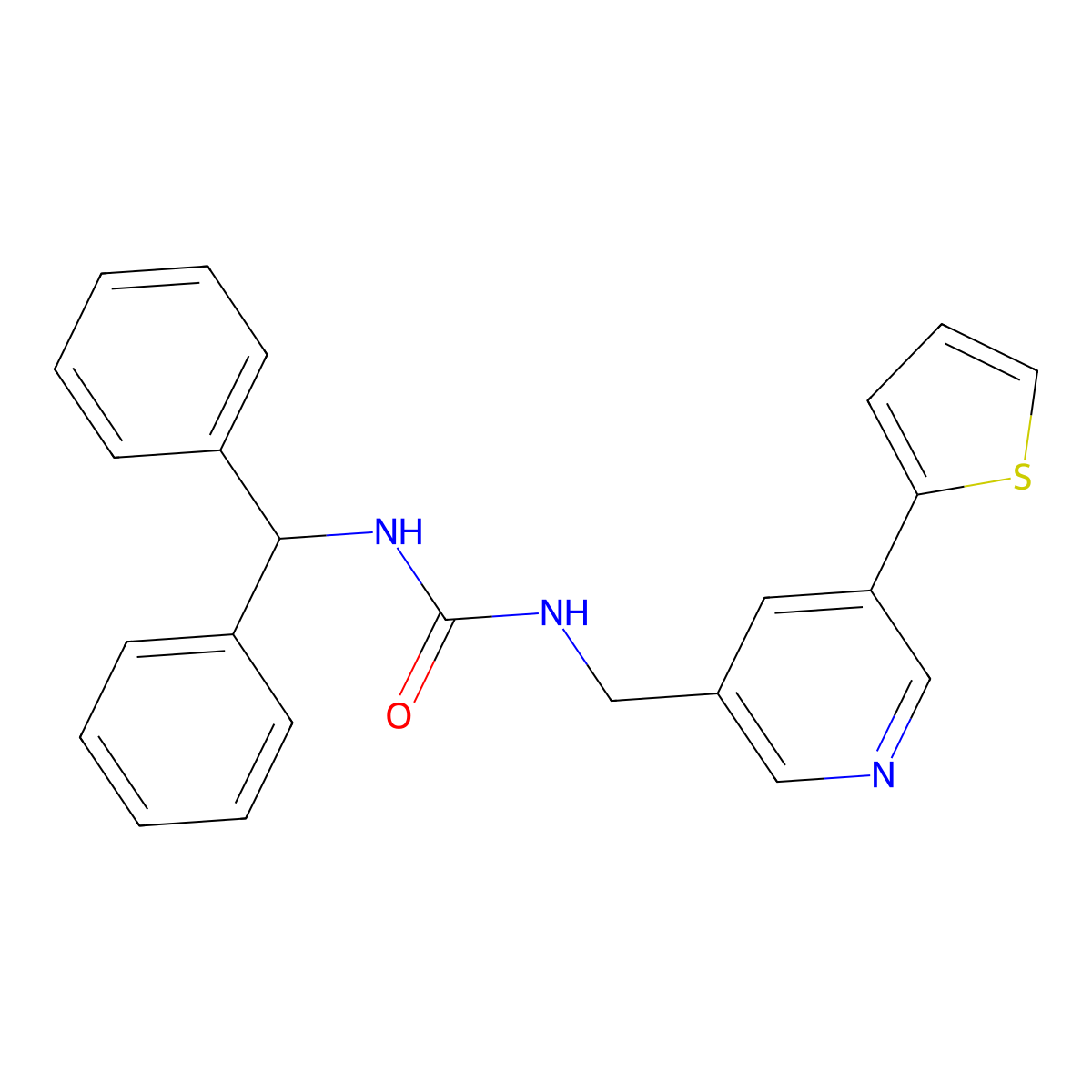 1-Benzhydryl-3-((5-(thiophen-2-yl)pyridin-3-yl)methyl)urea molecular structure, CAS 2034486-53-6