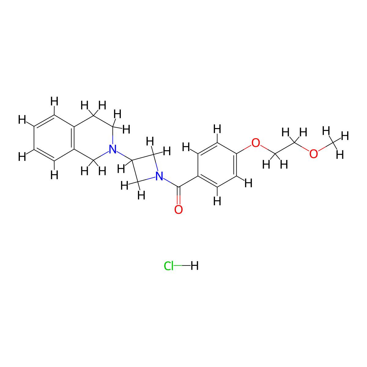 (3-(3,4-dihydroisoquinolin-2(1H)-yl)azetidin-1-yl)(4-(2-methoxyethoxy)phenyl)methanone hydrochloride molecular structure, CAS 2034486-61-6