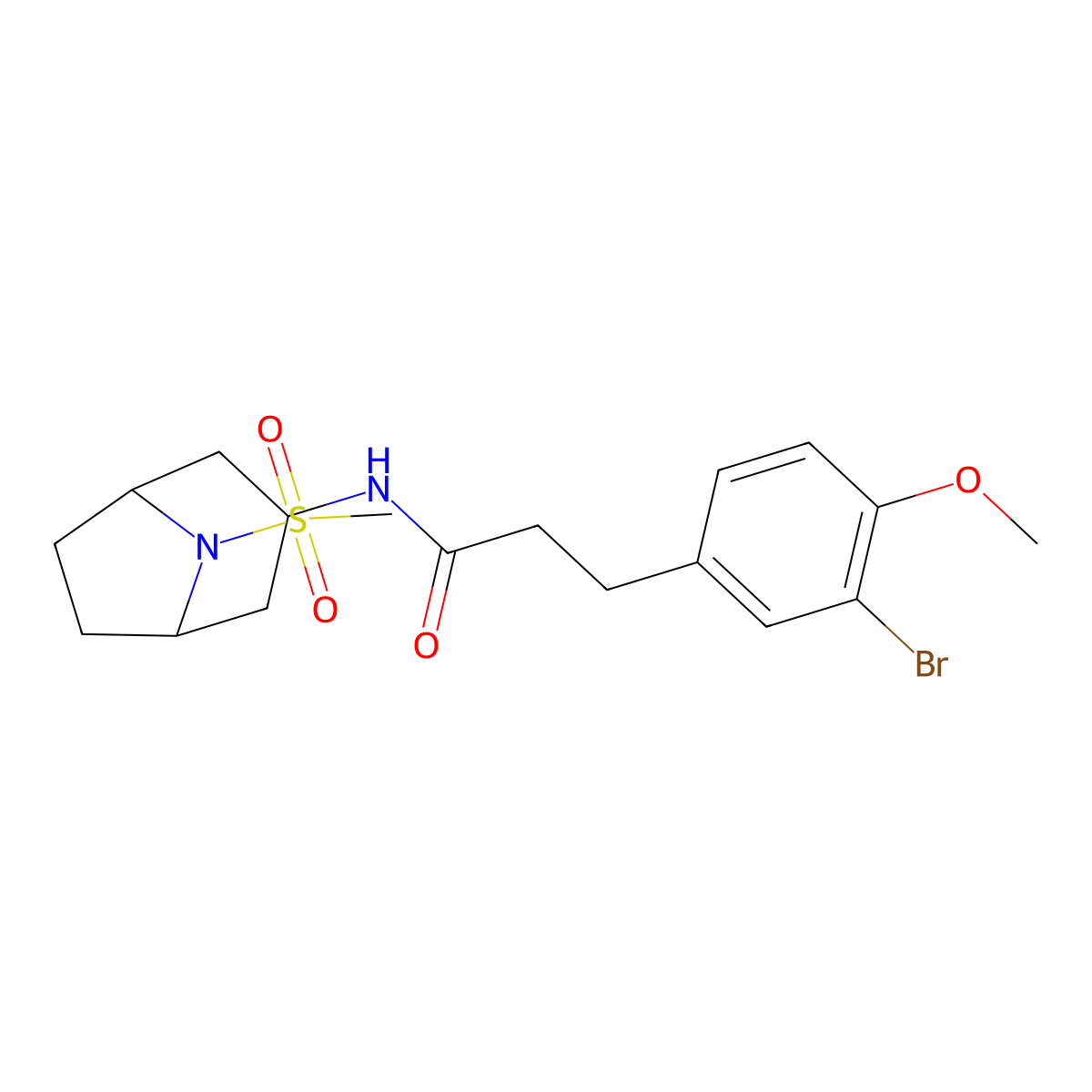 3-(3-bromo-4-methoxyphenyl)-N-(8-(methylsulfonyl)-8-azabicyclo[3.2.1]octan-3-yl)propanamide molecular structure, CAS 2034486-64-9