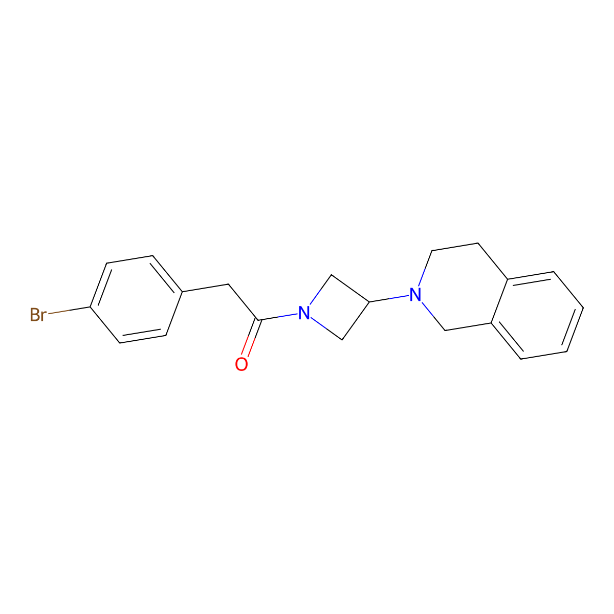 2-(4-bromophenyl)-1-(3-(3,4-dihydroisoquinolin-2(1H)-yl)azetidin-1-yl)ethanone molecular structure, CAS 2034486-66-1