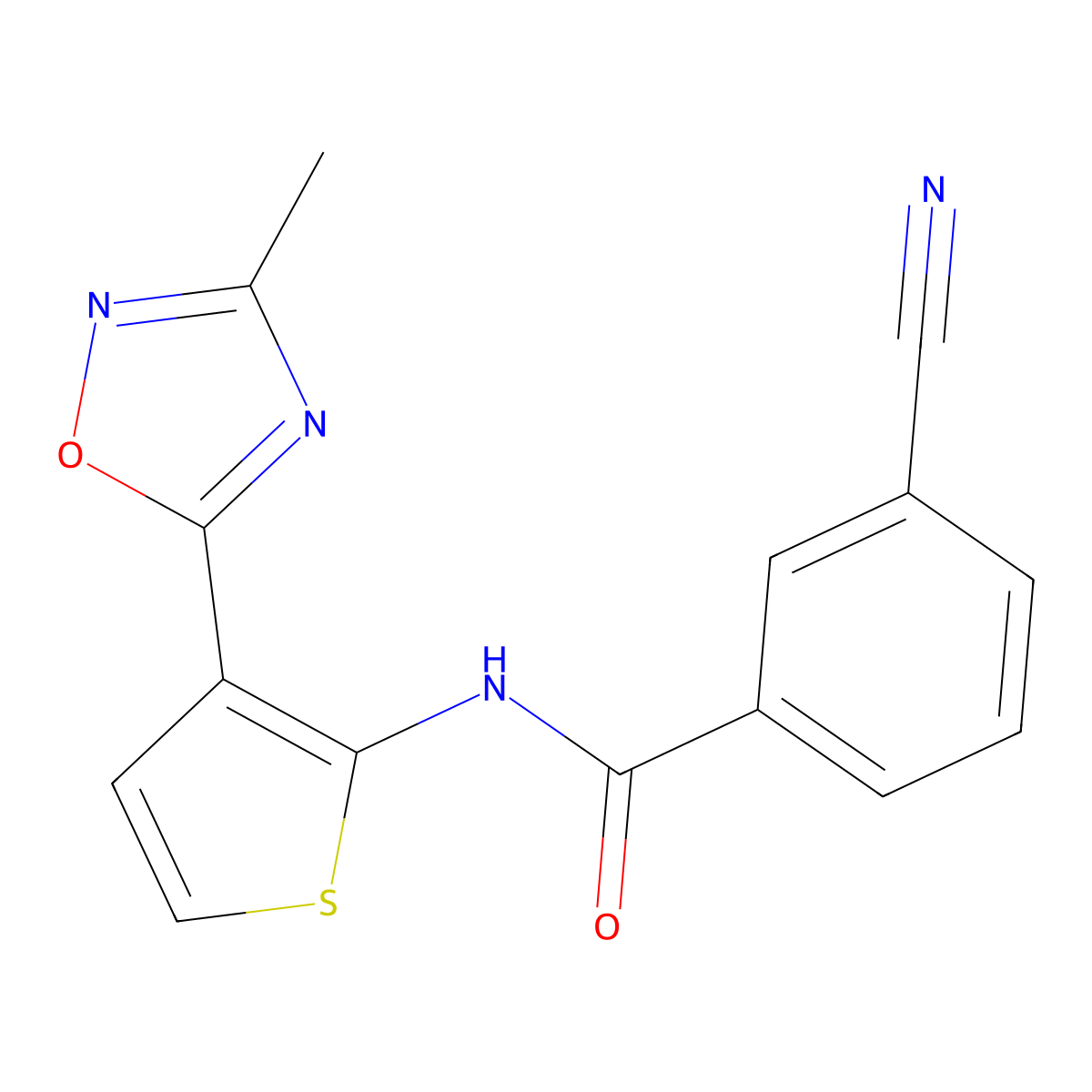 3-cyano-N-[3-(3-methyl-1,2,4-oxadiazol-5-yl)thiophen-2-yl]benzamide molecular structure, CAS 2034486-69-4