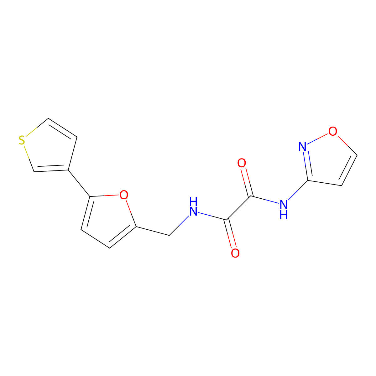 N1-(isoxazol-3-yl)-N2-((5-(thiophen-3-yl)furan-2-yl)methyl)oxalamide molecular structure, CAS 2034486-76-3