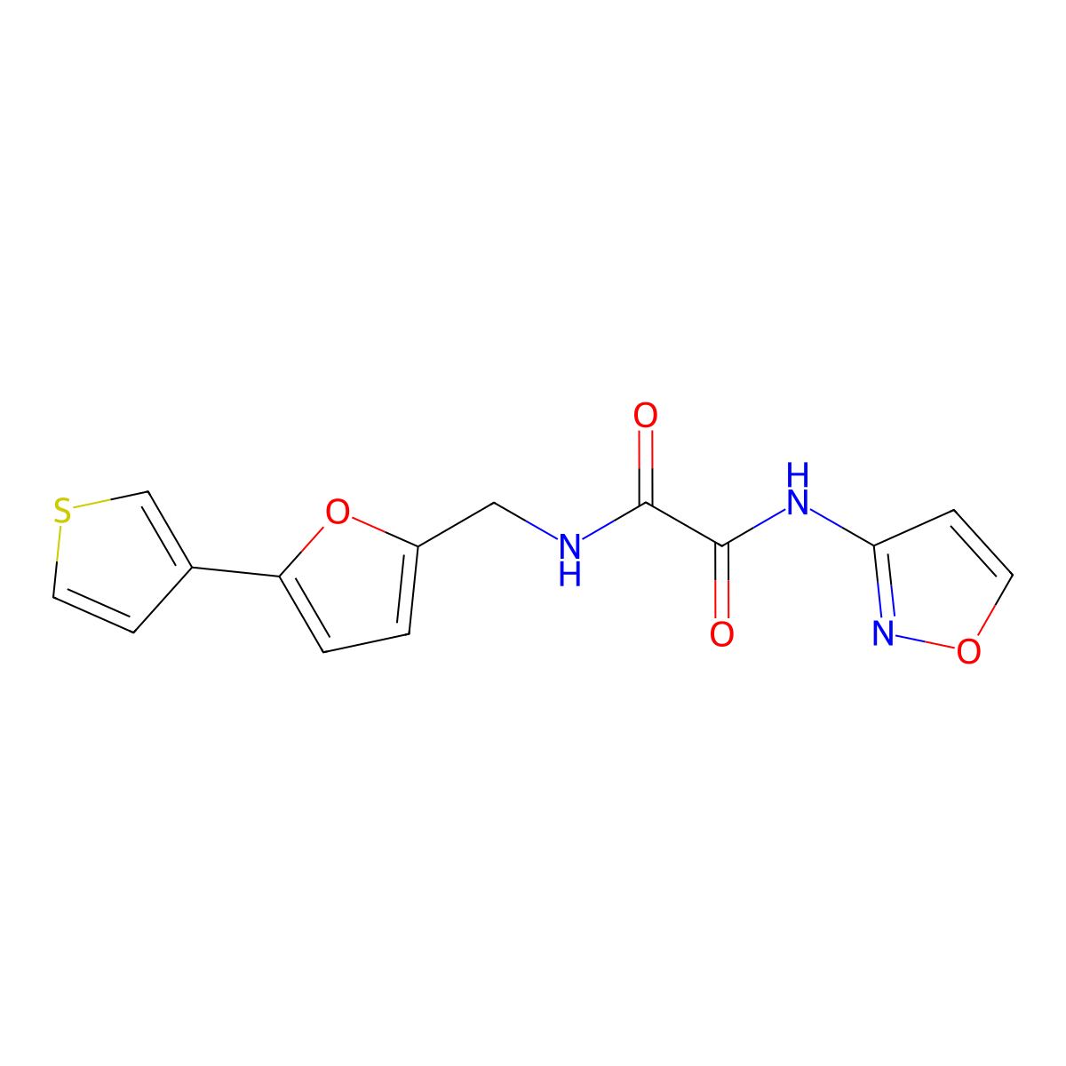 N1-(isoxazol-3-yl)-N2-((5-(thiophen-3-yl)furan-2-yl)methyl)oxalamide molecular structure, CAS 2034486-76-3