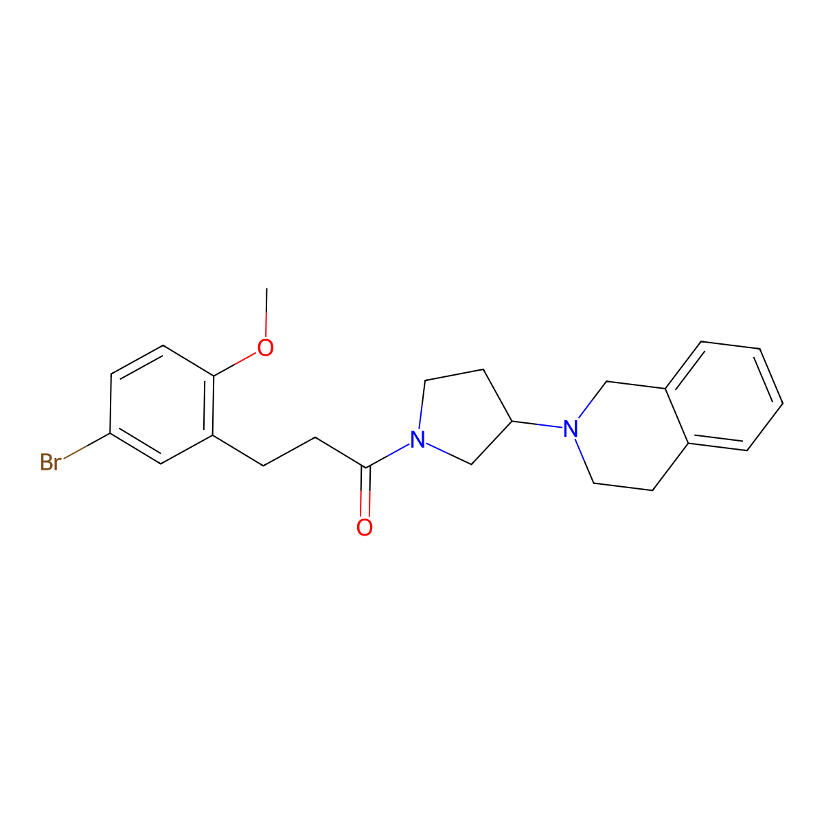 3-(5-bromo-2-methoxyphenyl)-1-(3-(3,4-dihydroisoquinolin-2(1H)-yl)pyrrolidin-1-yl)propan-1-one molecular structure, CAS 2034486-80-9
