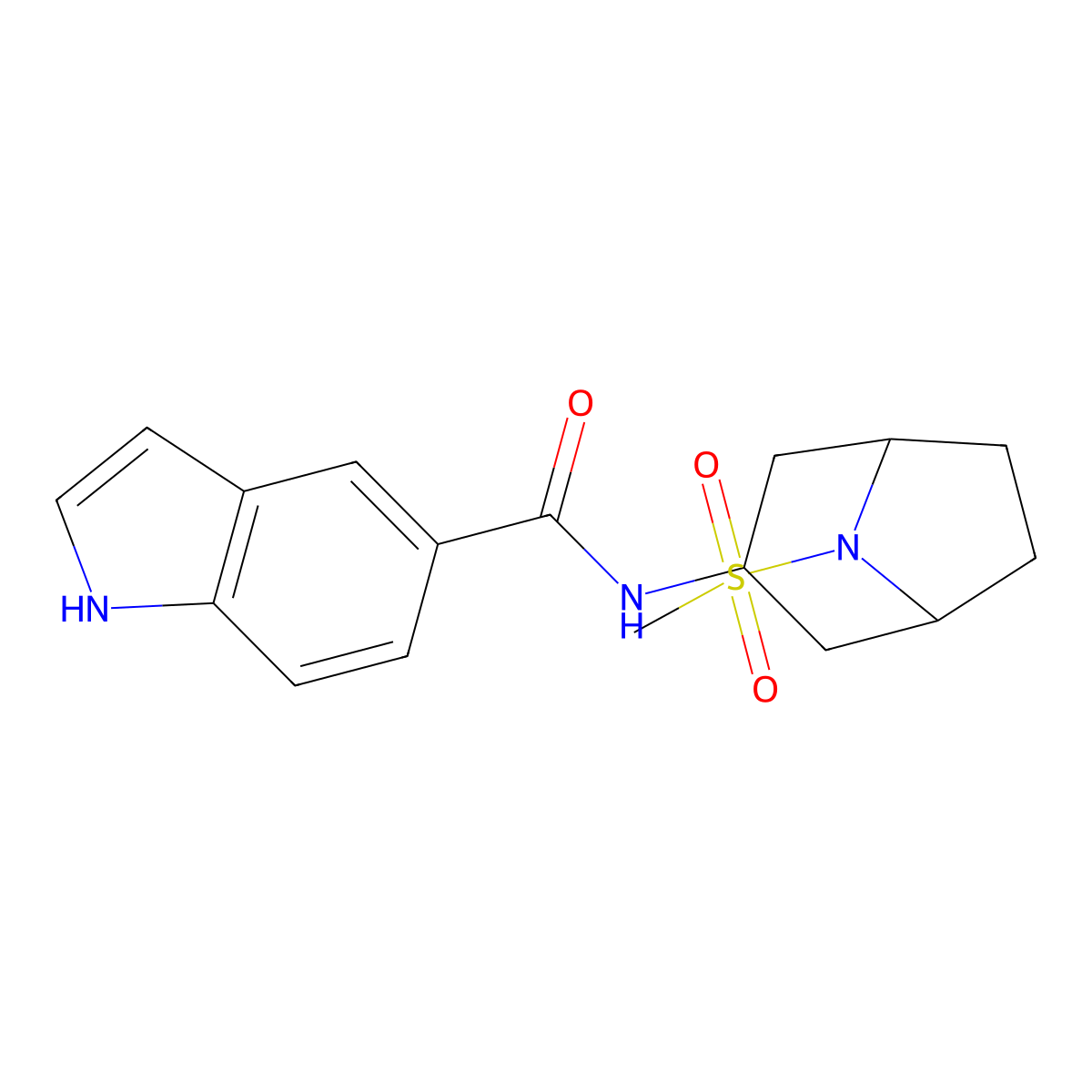 N-(8-(methylsulfonyl)-8-azabicyclo[3.2.1]octan-3-yl)-1H-indole-5-carboxamide molecular structure, CAS 2034486-84-3