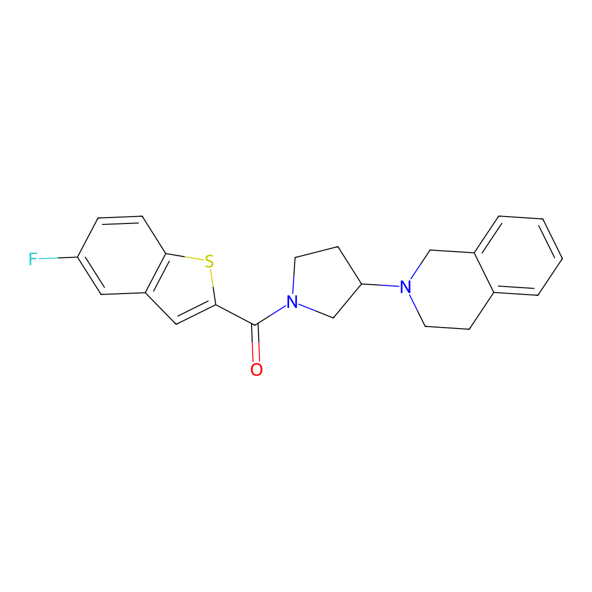 (3-(3,4-dihydroisoquinolin-2(1H)-yl)pyrrolidin-1-yl)(5-fluorobenzo[b]thiophen-2-yl)methanone molecular structure, CAS 2034486-86-5